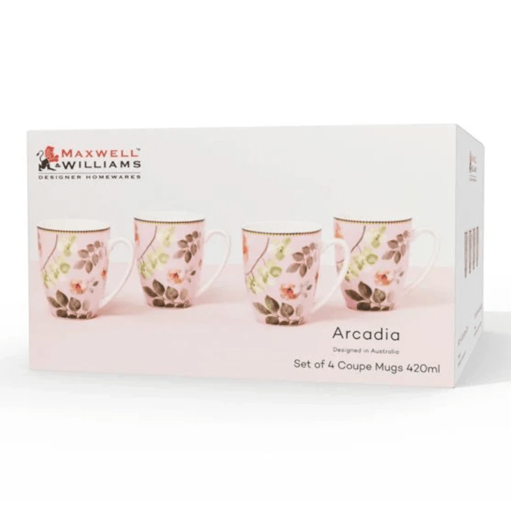 Maxwell & Williams Arcadia Coupe Mug 420ML Set Of 4 Pink Gift Box -Maxwell & Williams