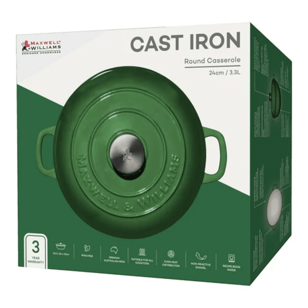 Maxwell & Williams Cast Iron Round Casserole 24CM / 3.3L Gift Box -Maxwell & Williams