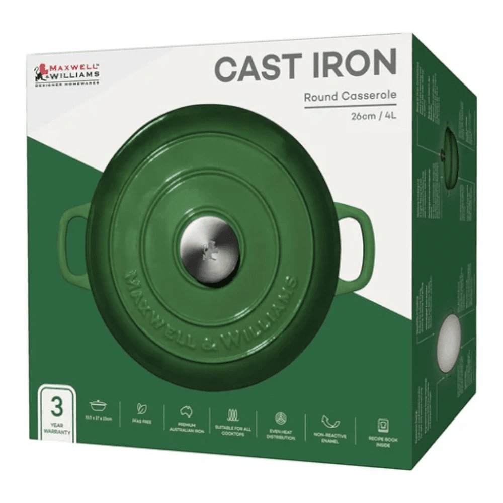 Maxwell & Williams Cast Iron Round Casserole 26CM / 4L Gift Box -Maxwell & Williams
