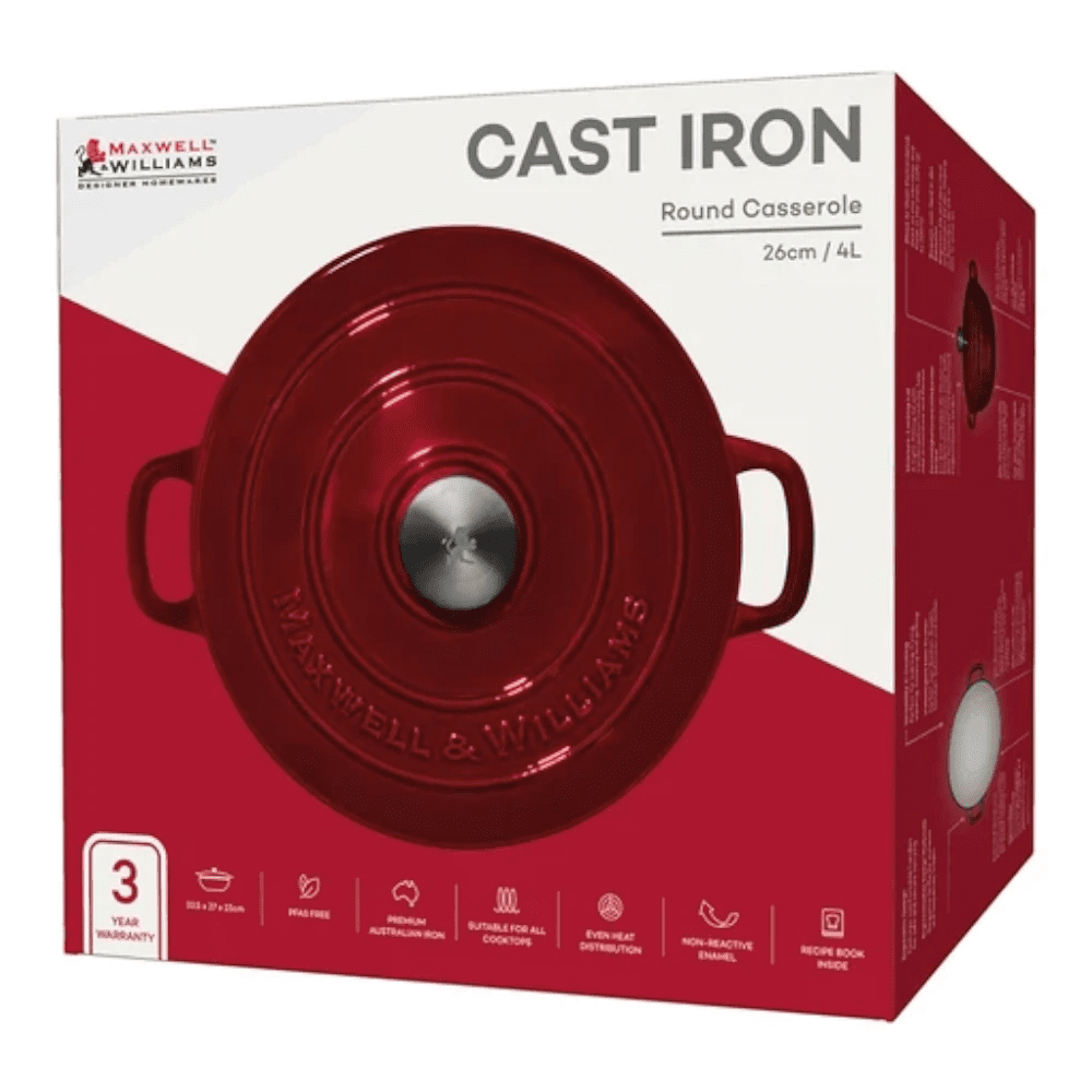 Maxwell & Williams Cast Iron Round Casserole 26CM / 4L Gift Box -Maxwell & Williams