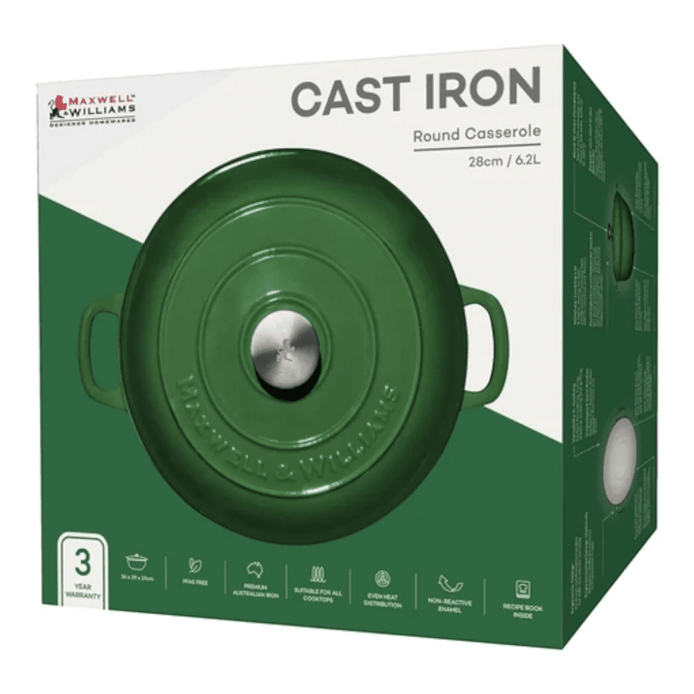 Maxwell & Williams Cast Iron Round Casserole 28CM / 6.2L Gift Box -Maxwell & Williams