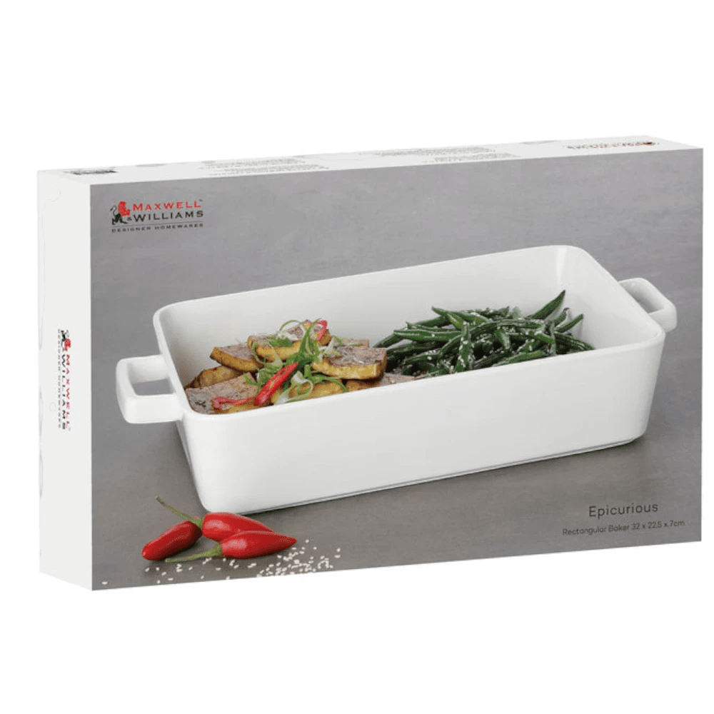 Maxwell & Williams Epicurious Rectangular Baker 32X22.5X7CM White Gift Box -Maxwell & Williams
