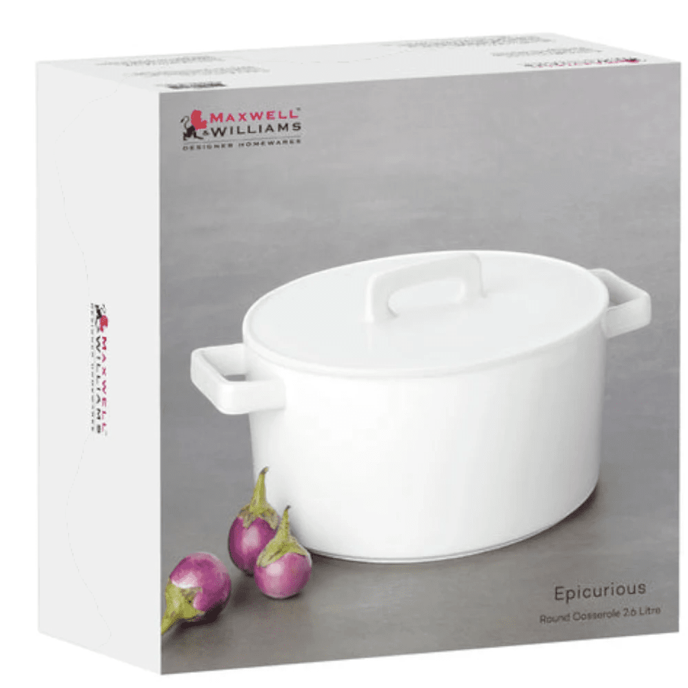 Maxwell & Williams Epicurious Round Casserole 3.2L White Gift Box -Maxwell & Williams