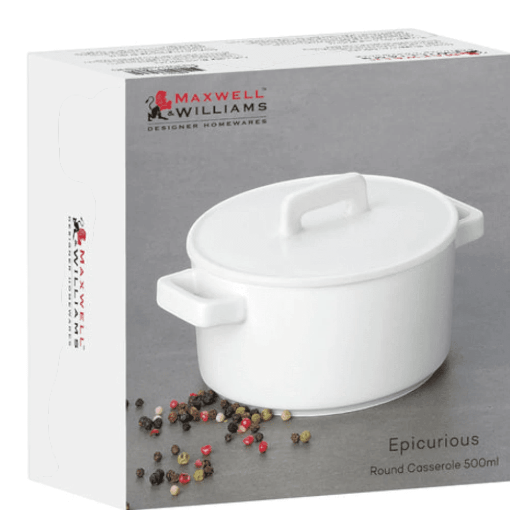 Maxwell & Williams Epicurious Round Casserole 500ML White Gift Box -Maxwell & Williams