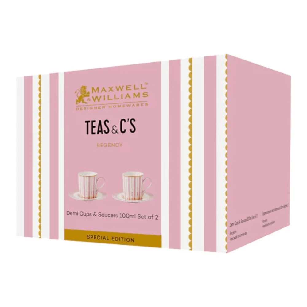 Maxwell & Williams Teas & C'S Regency Demi Cup & Saucer 100ML Set Of 2 Pink Gift Box -Maxwell & Williams
