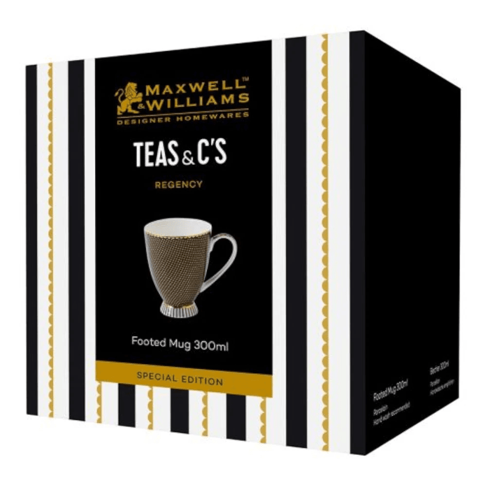 Maxwell & Williams Teas & C'S Regency Footed Mug 300ML Black Gift Box -Maxwell & Williams