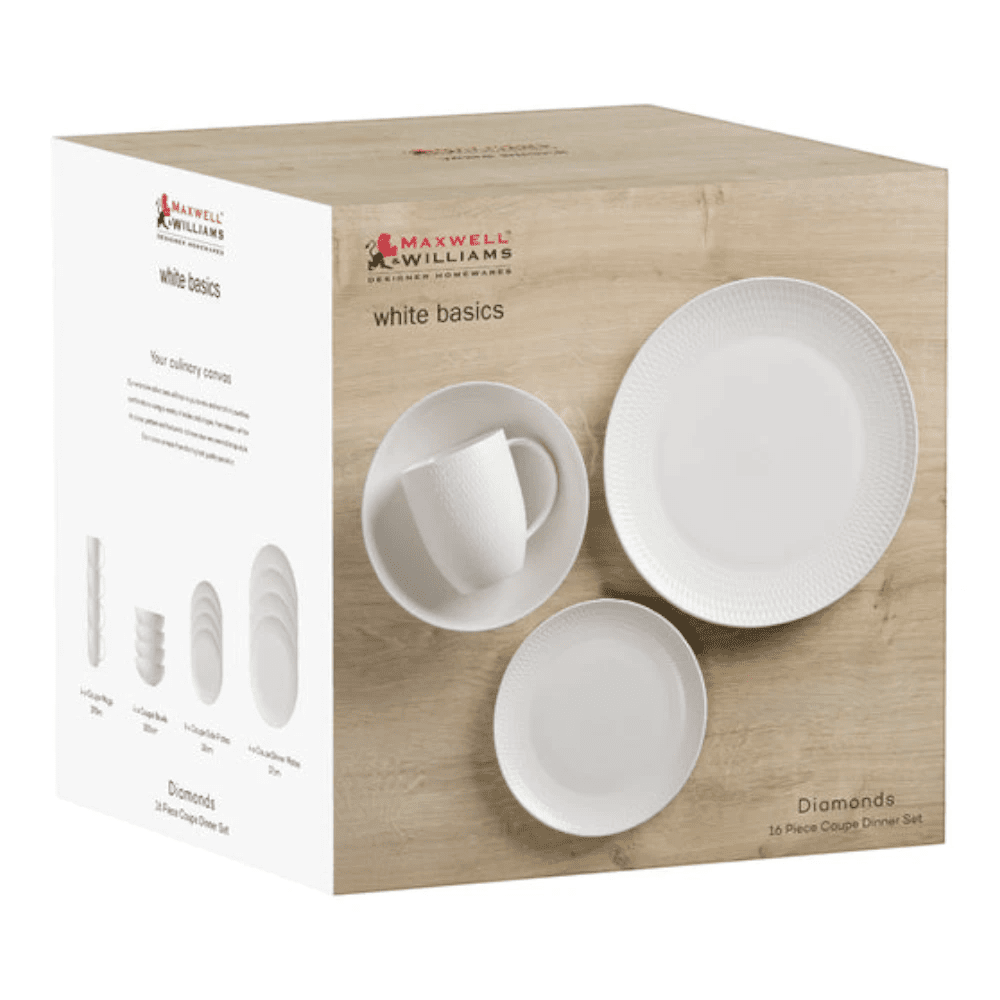 Maxwell & Williams White Basics Diamonds Dinner Set 16PC Gift Box -Maxwell & Williams