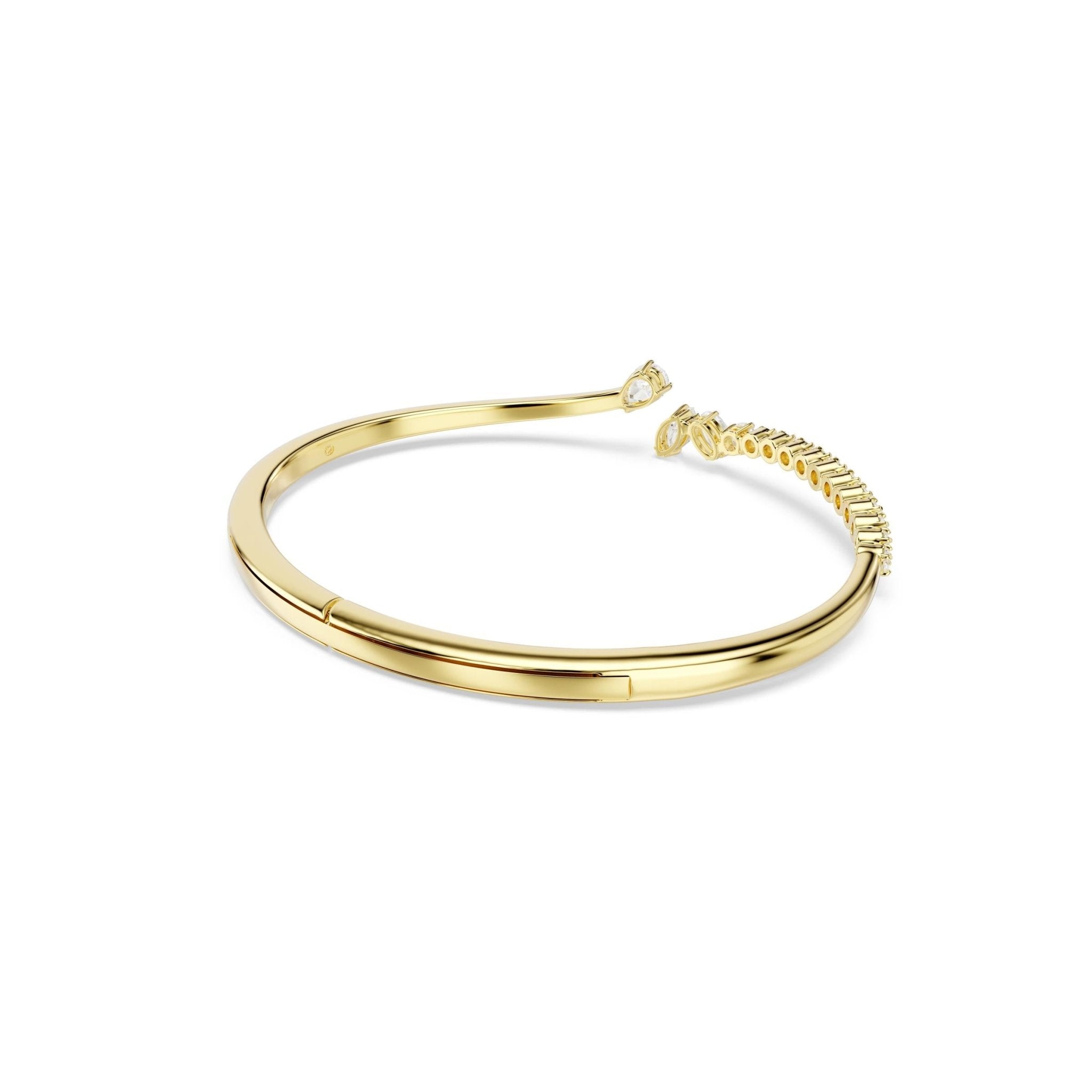 Mesmera bangle, Mixed cuts, White, 18K gold finish -Swarovski