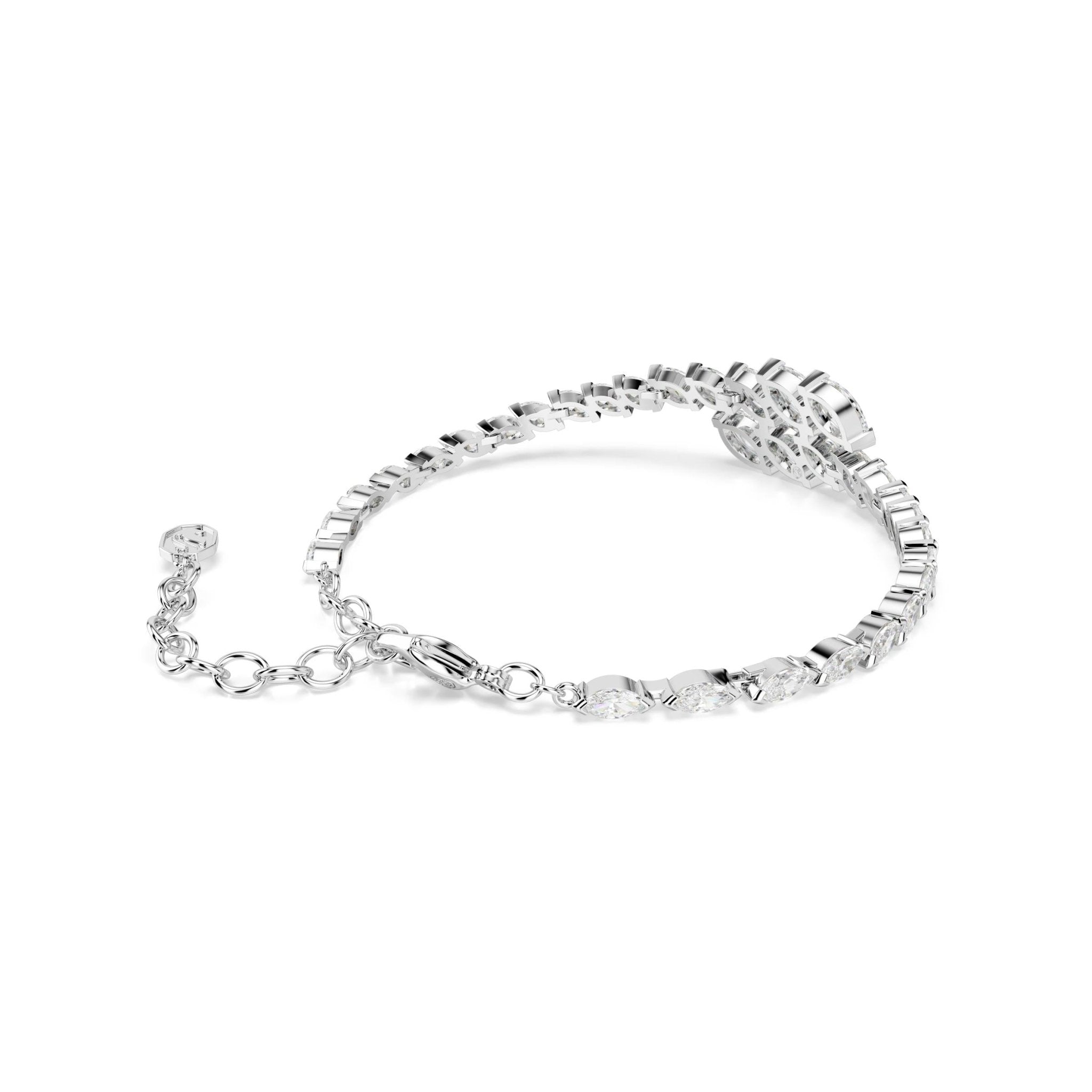 Mesmera bracelet, Marquise cut, White, Rhodium plated - Swarovski