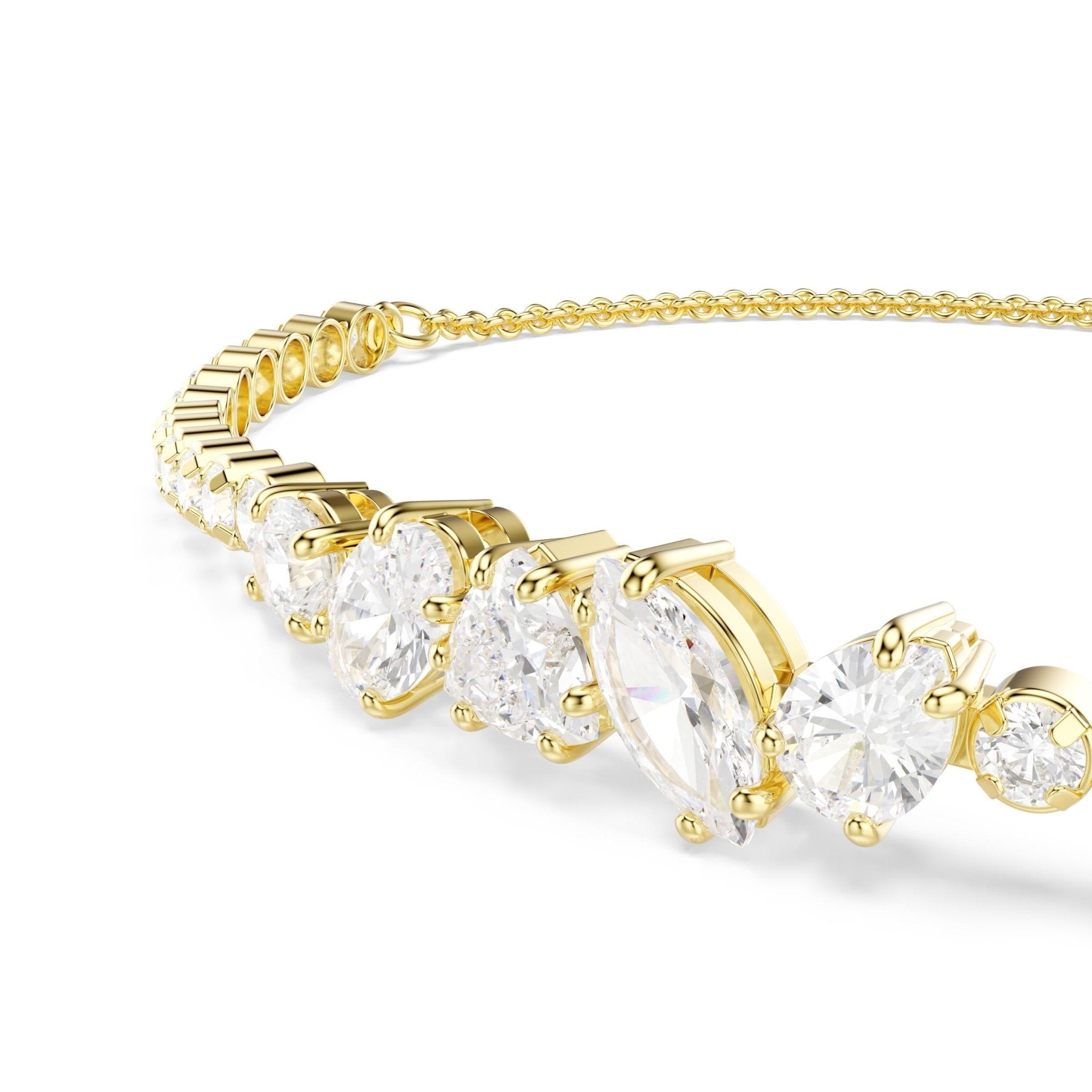Mesmera bracelet, Mixed cuts, White, 18K gold finish - Swarovski
