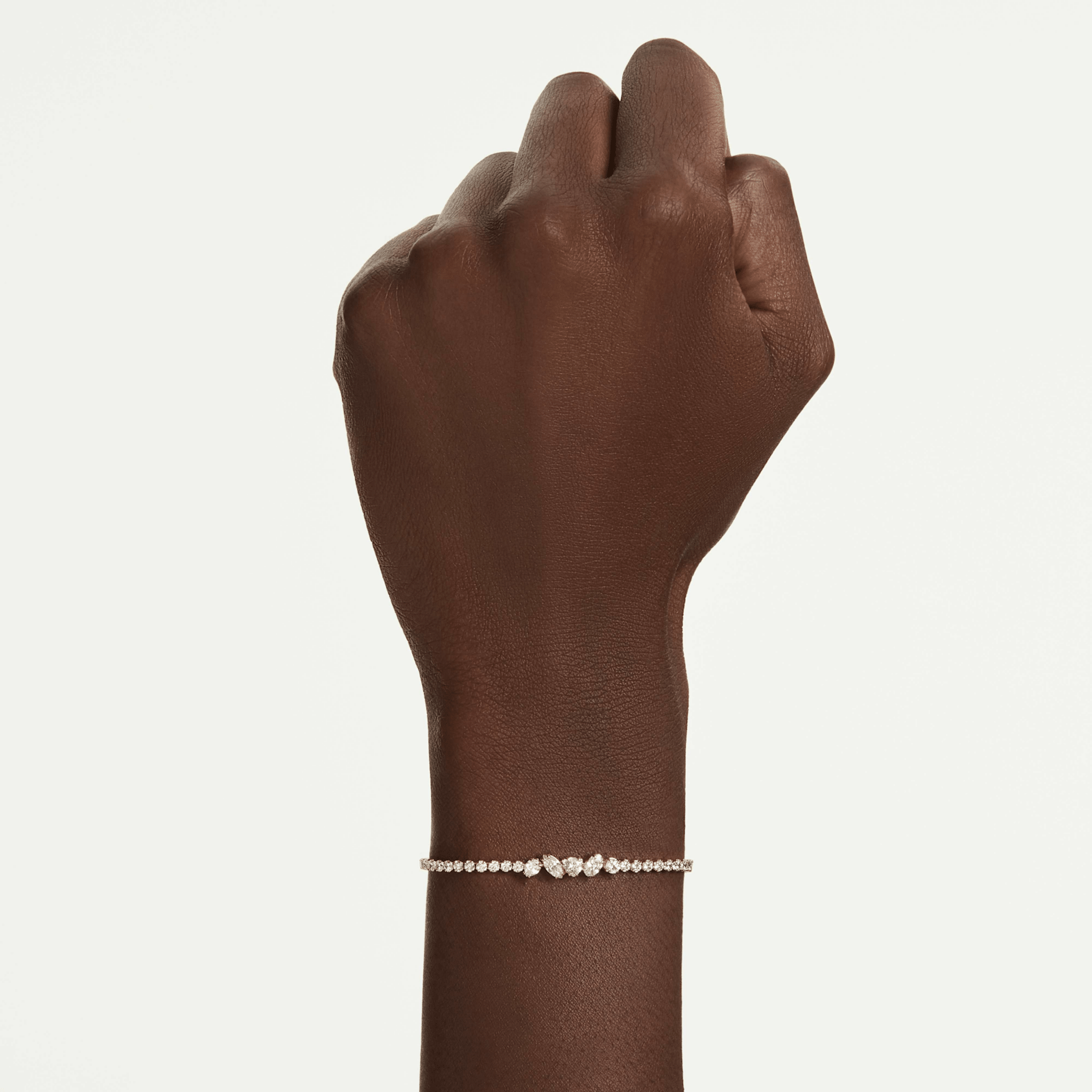 Mesmera bracelet, Mixed cuts, White, 18K gold finish - Swarovski