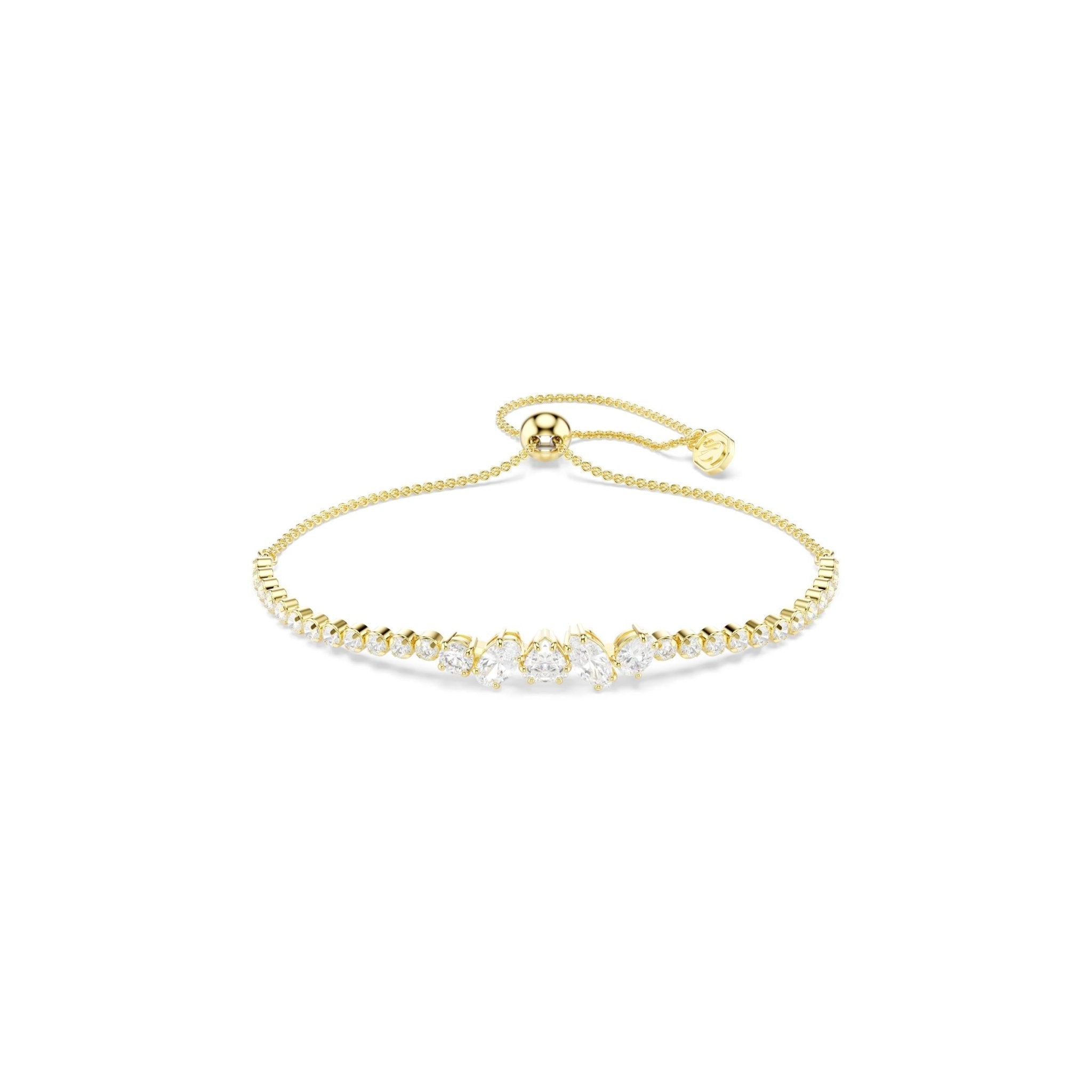 Mesmera bracelet, Mixed cuts, White, 18K gold finish - Swarovski