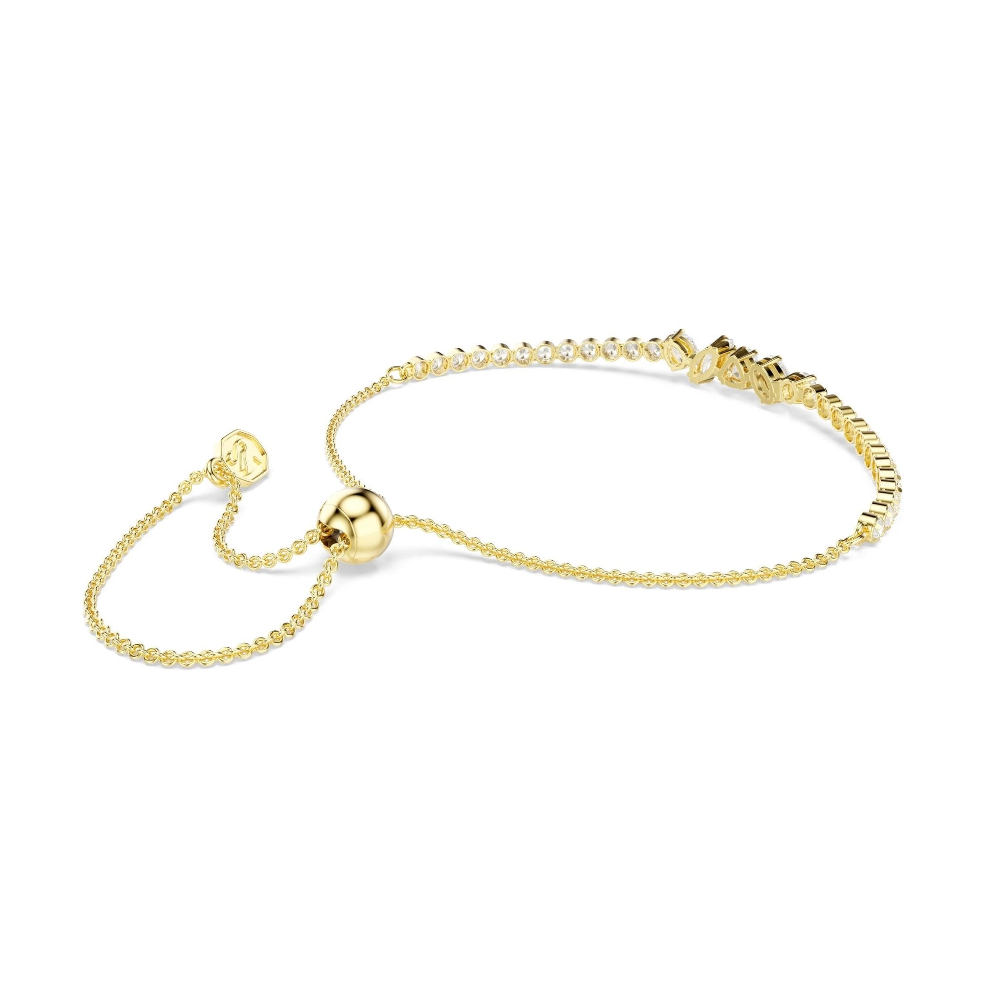 Mesmera bracelet, Mixed cuts, White, 18K gold finish - Swarovski