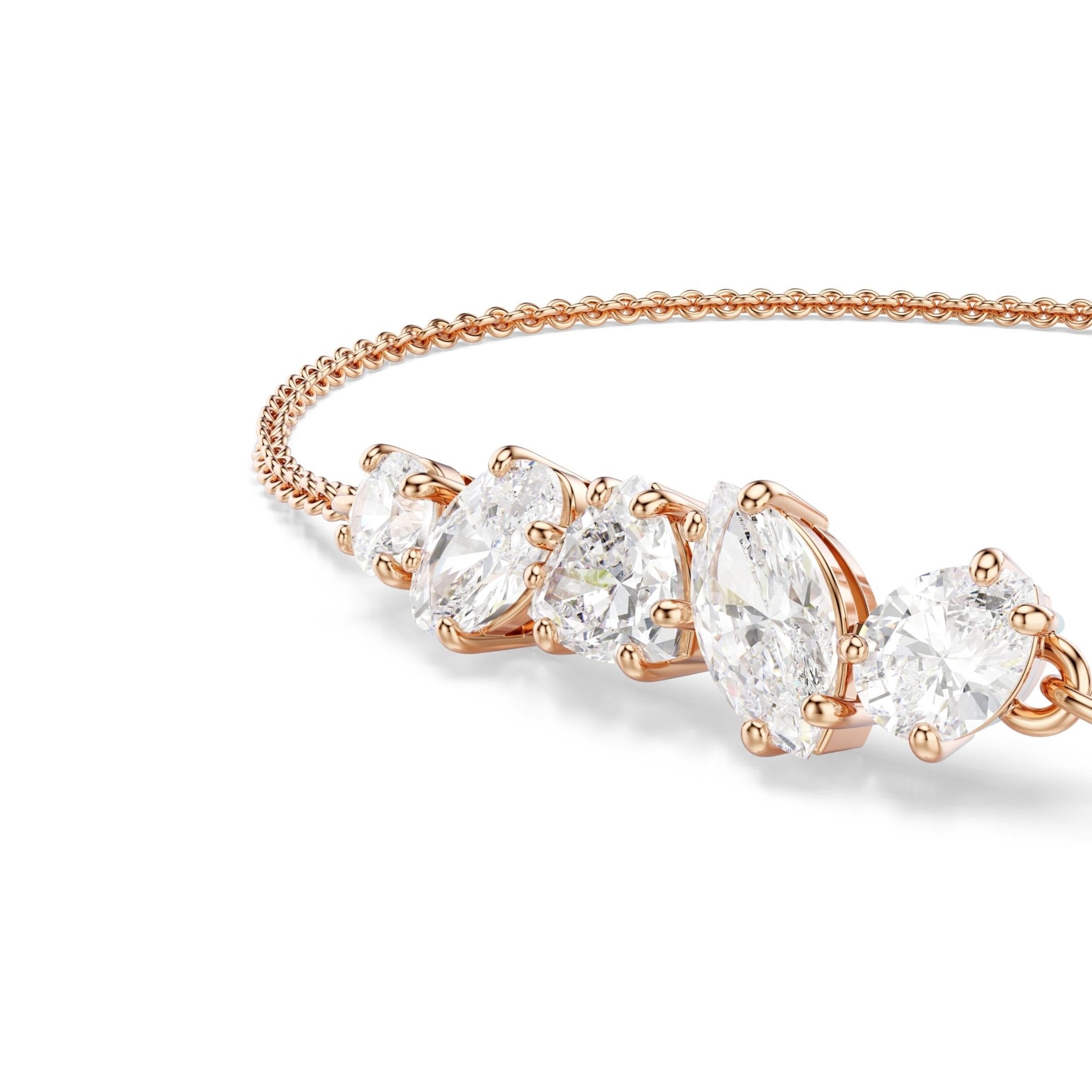 Mesmera bracelet, Mixed cuts, White, 18K rose gold finish -Swarovski
