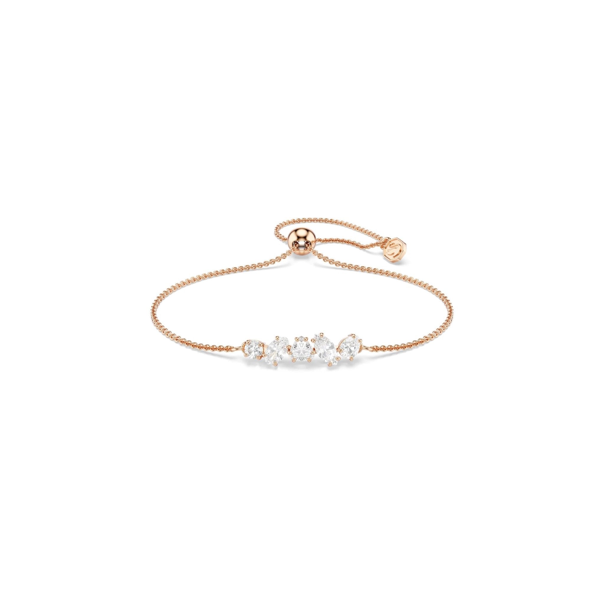 Mesmera bracelet, Mixed cuts, White, 18K rose gold finish -Swarovski