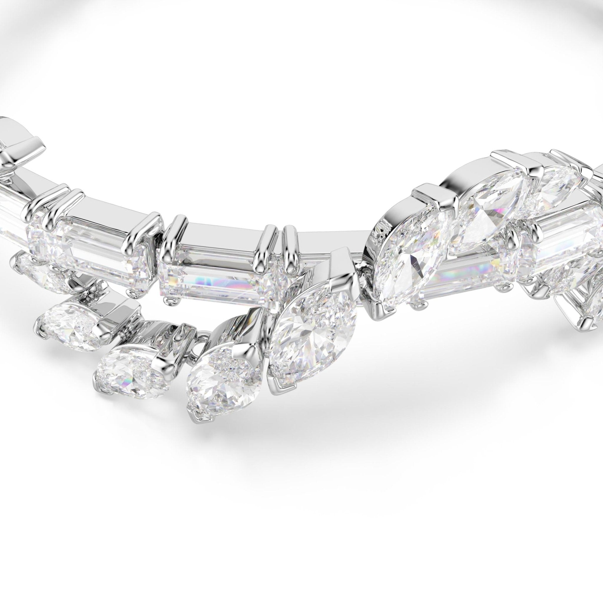 Mesmera bracelet, Mixed cuts, White, Rhodium plated -Swarovski