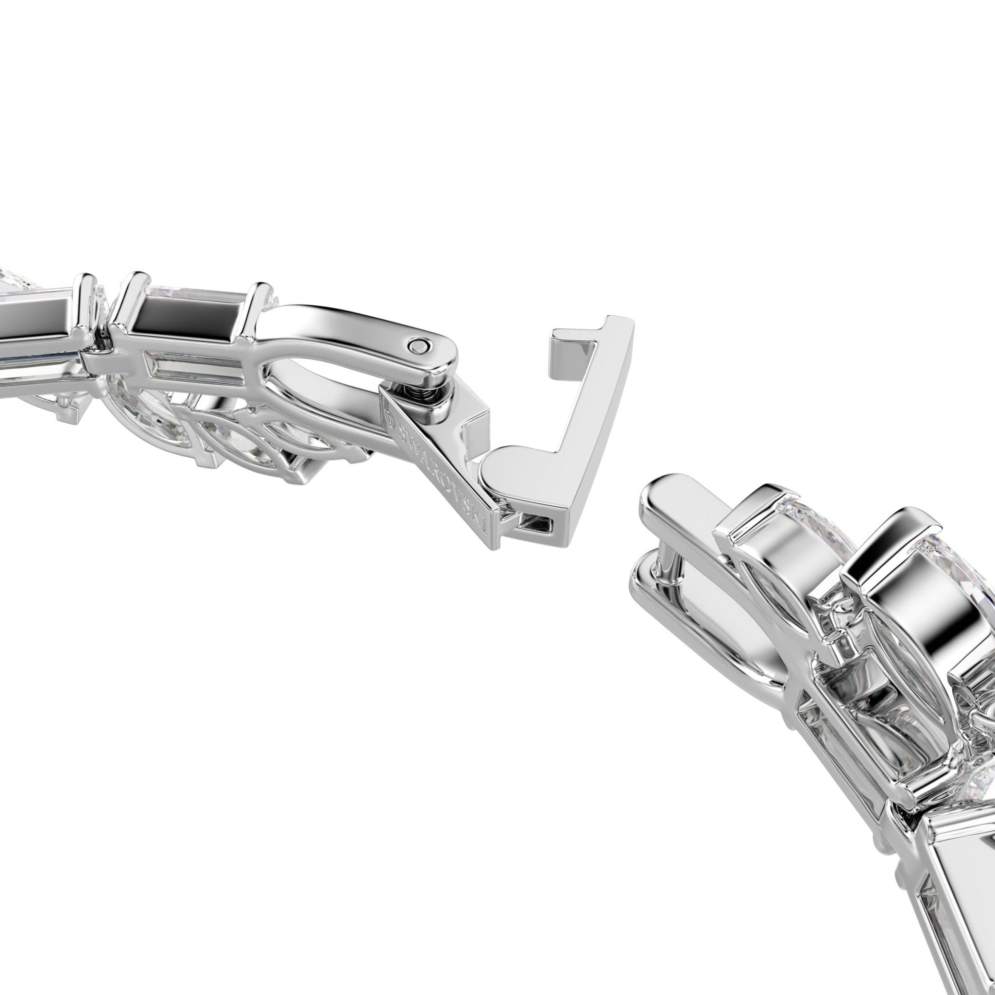 Mesmera bracelet, Mixed cuts, White, Rhodium plated -Swarovski