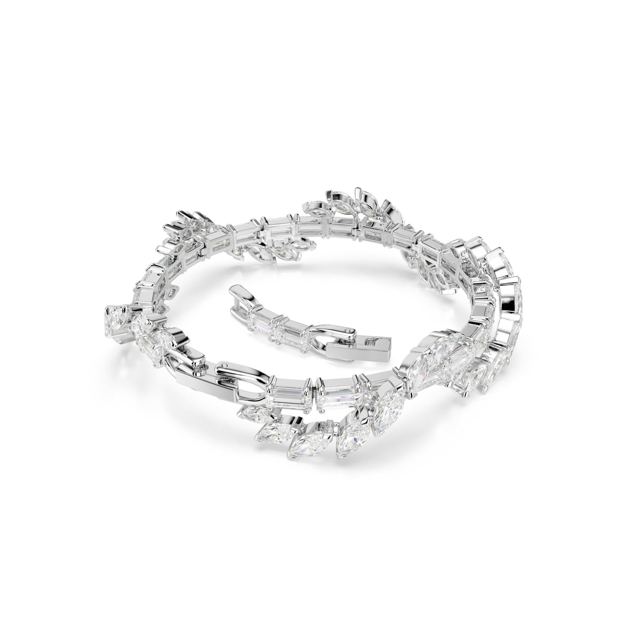 Mesmera bracelet, Mixed cuts, White, Rhodium plated -Swarovski