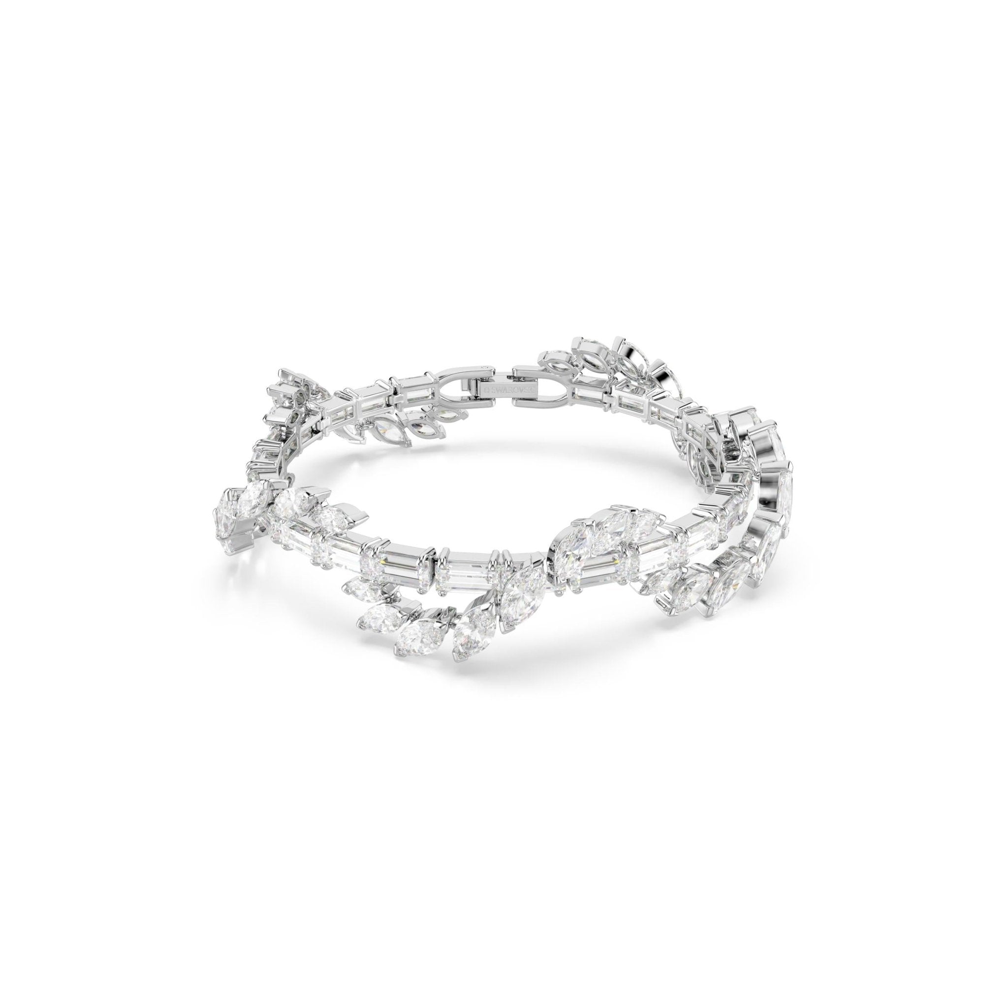 Mesmera bracelet, Mixed cuts, White, Rhodium plated -Swarovski