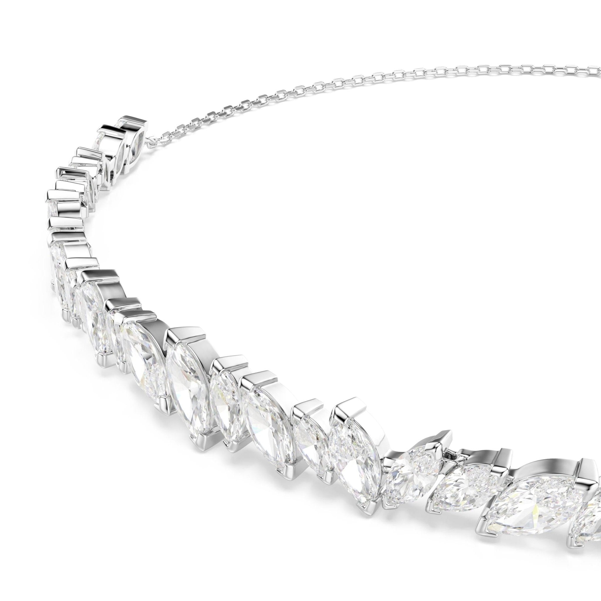 Mesmera choker, Marquise cut, White, Rhodium plated -Swarovski