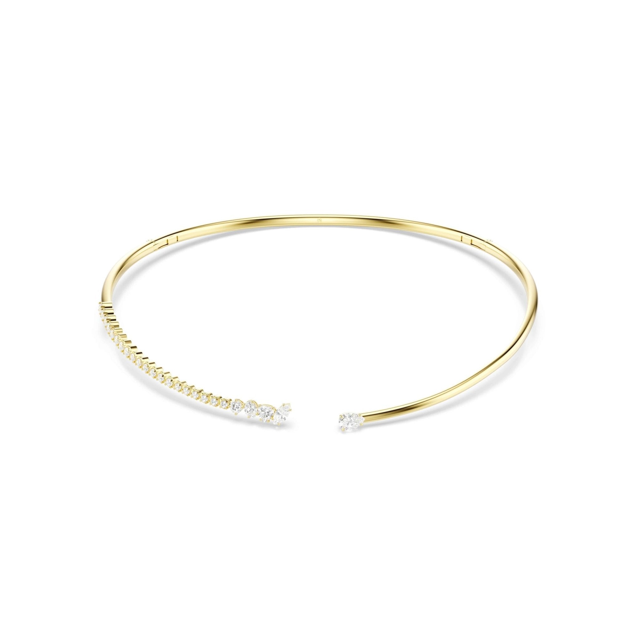 Mesmera choker, Mixed cuts, White, 18K gold finish -Swarovski