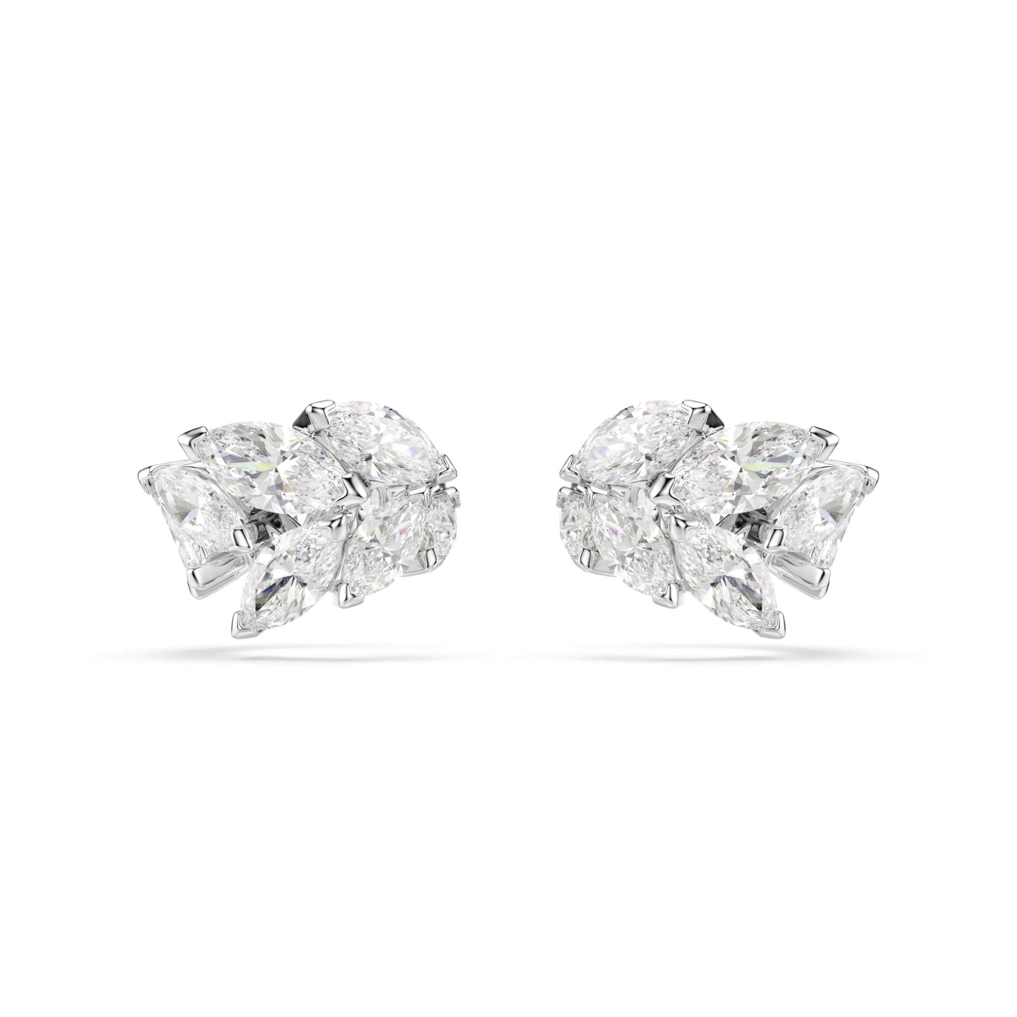 Mesmera ear cuffs, Marquise cut, White, Rhodium plated -Swarovski