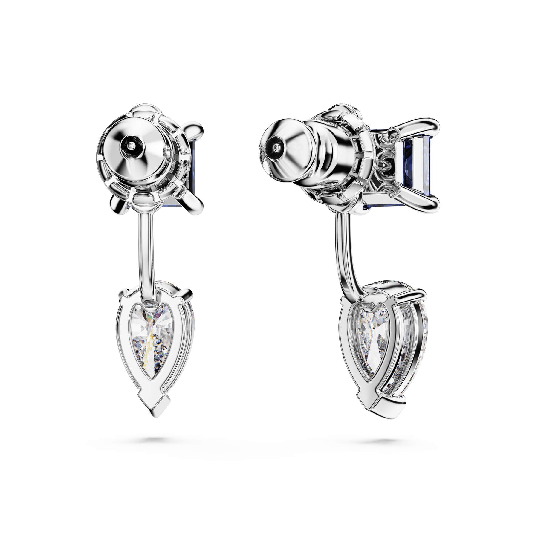 Mesmera earring jackets Mixed cuts, Detachable, Blue, Rhodium plated -Swarovski