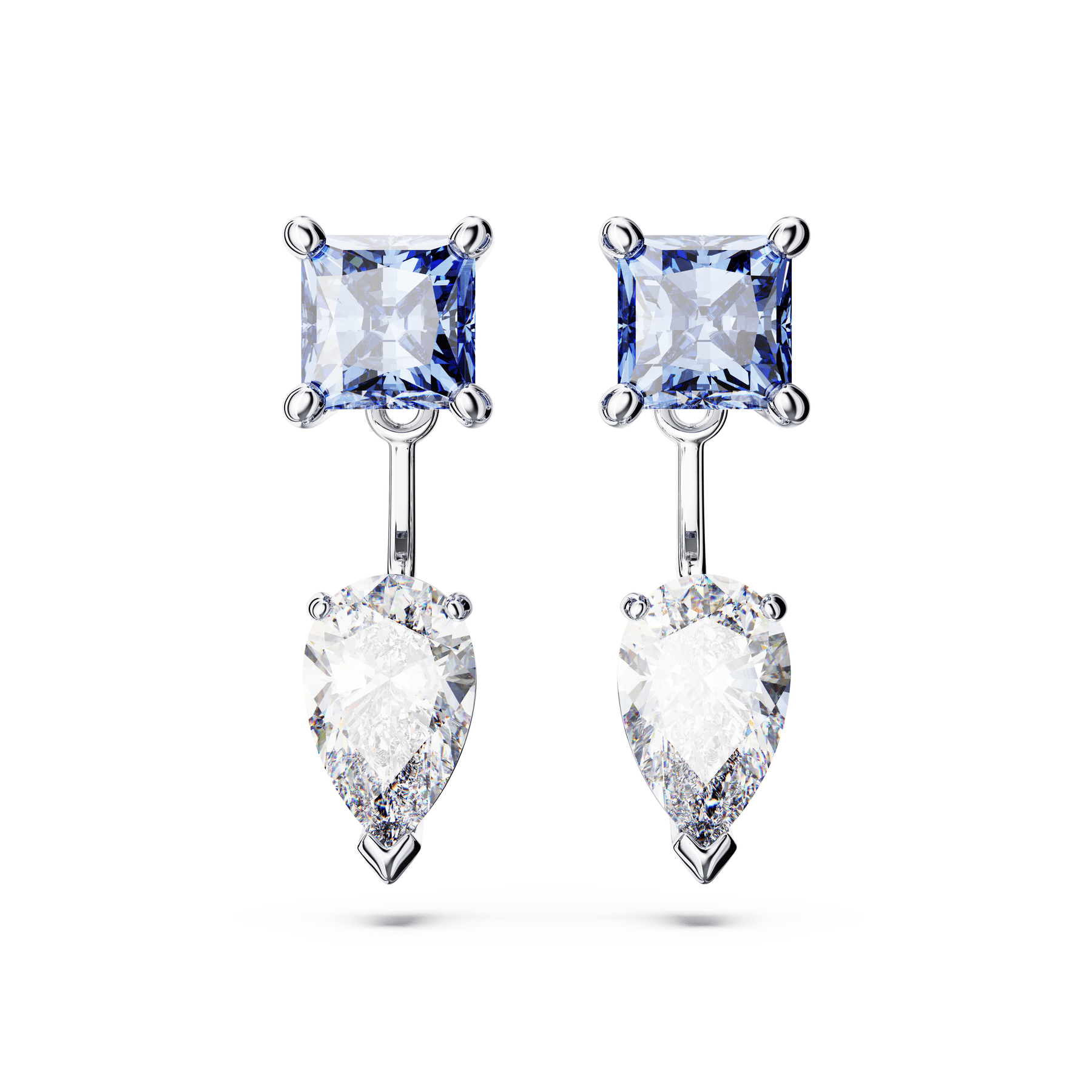 Mesmera earring jackets Mixed cuts, Detachable, Blue, Rhodium plated -Swarovski