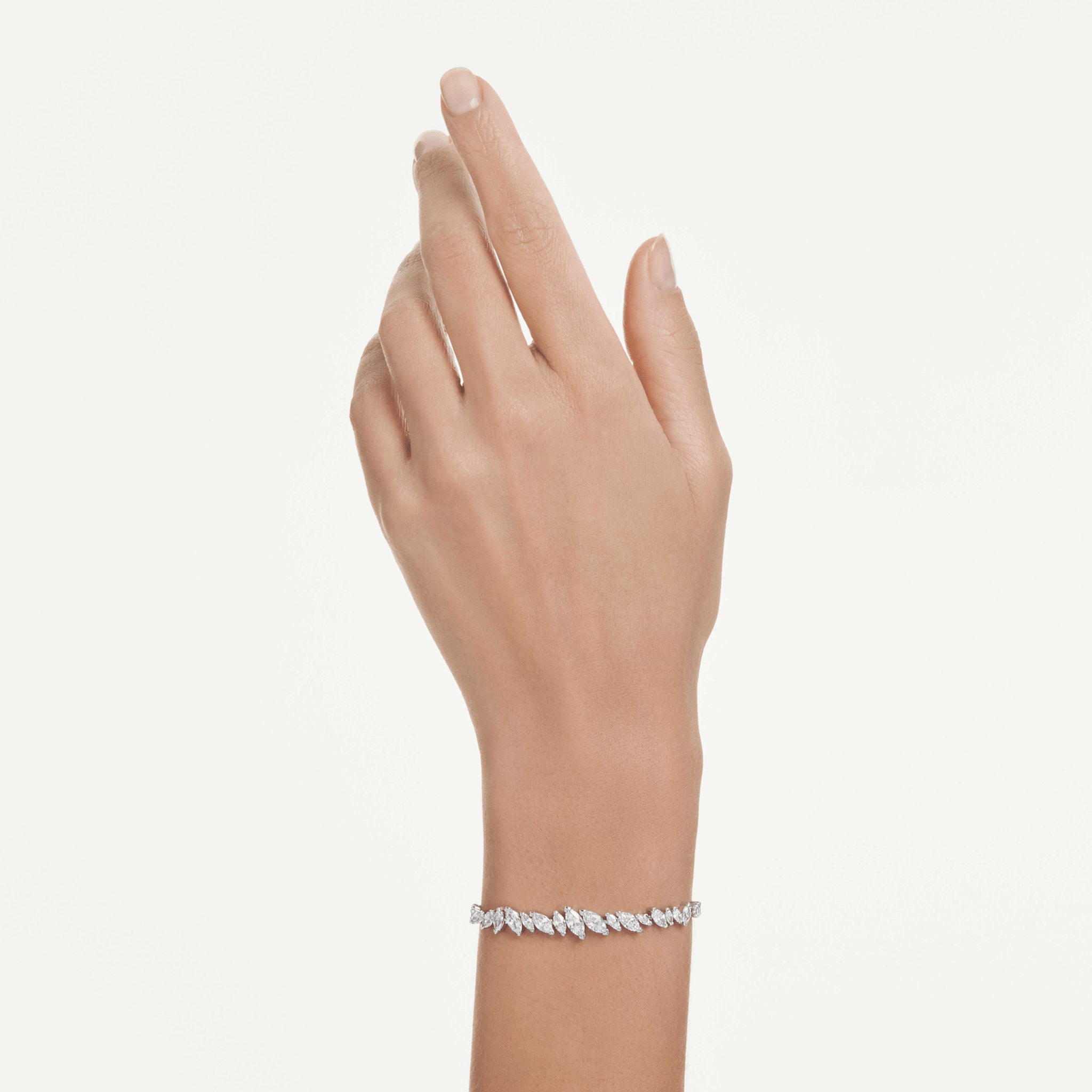 Mesmera Frontal bracelet, Marquise cut, White, Rhodium plated - Swarovski