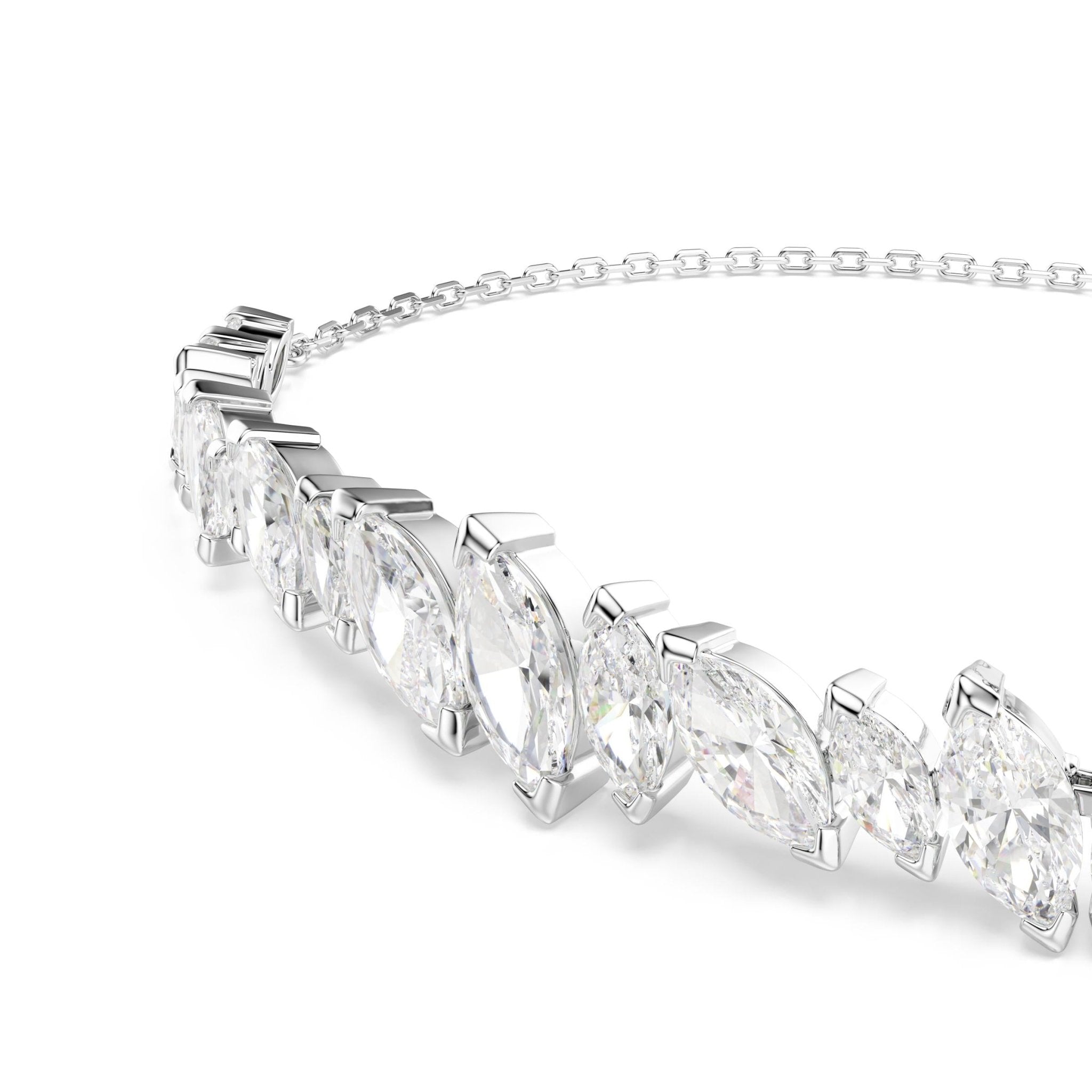 Mesmera Frontal bracelet, Marquise cut, White, Rhodium plated - Swarovski