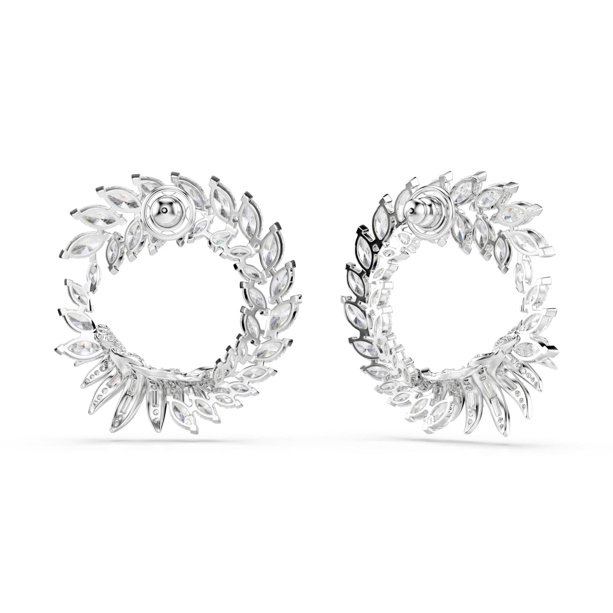 Mesmera hoop Frontal earrings, Marquise cut, White, Rhodium plated - Swarovski