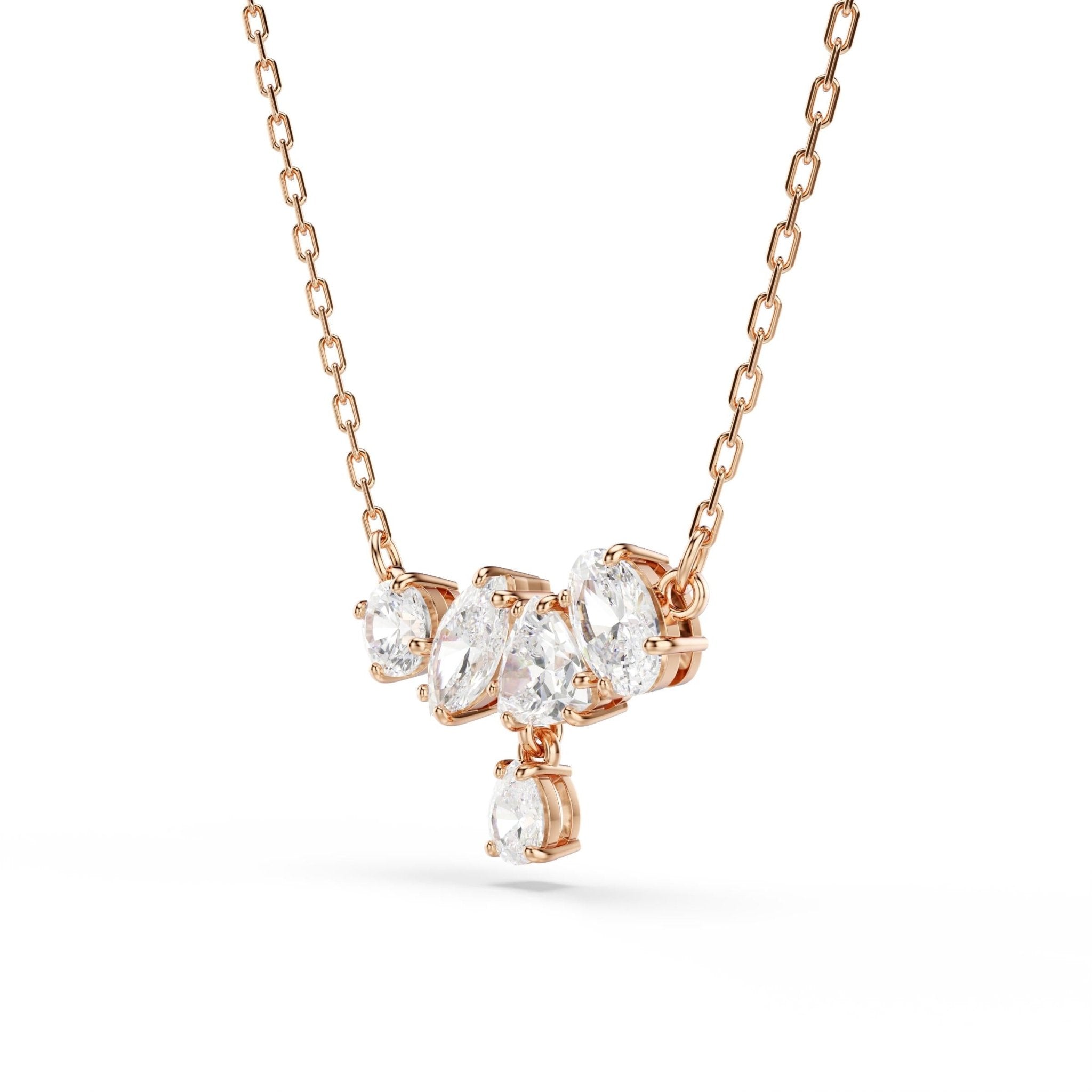 Mesmera necklace, Mixed cuts, White, 18K rose gold finish -Swarovski