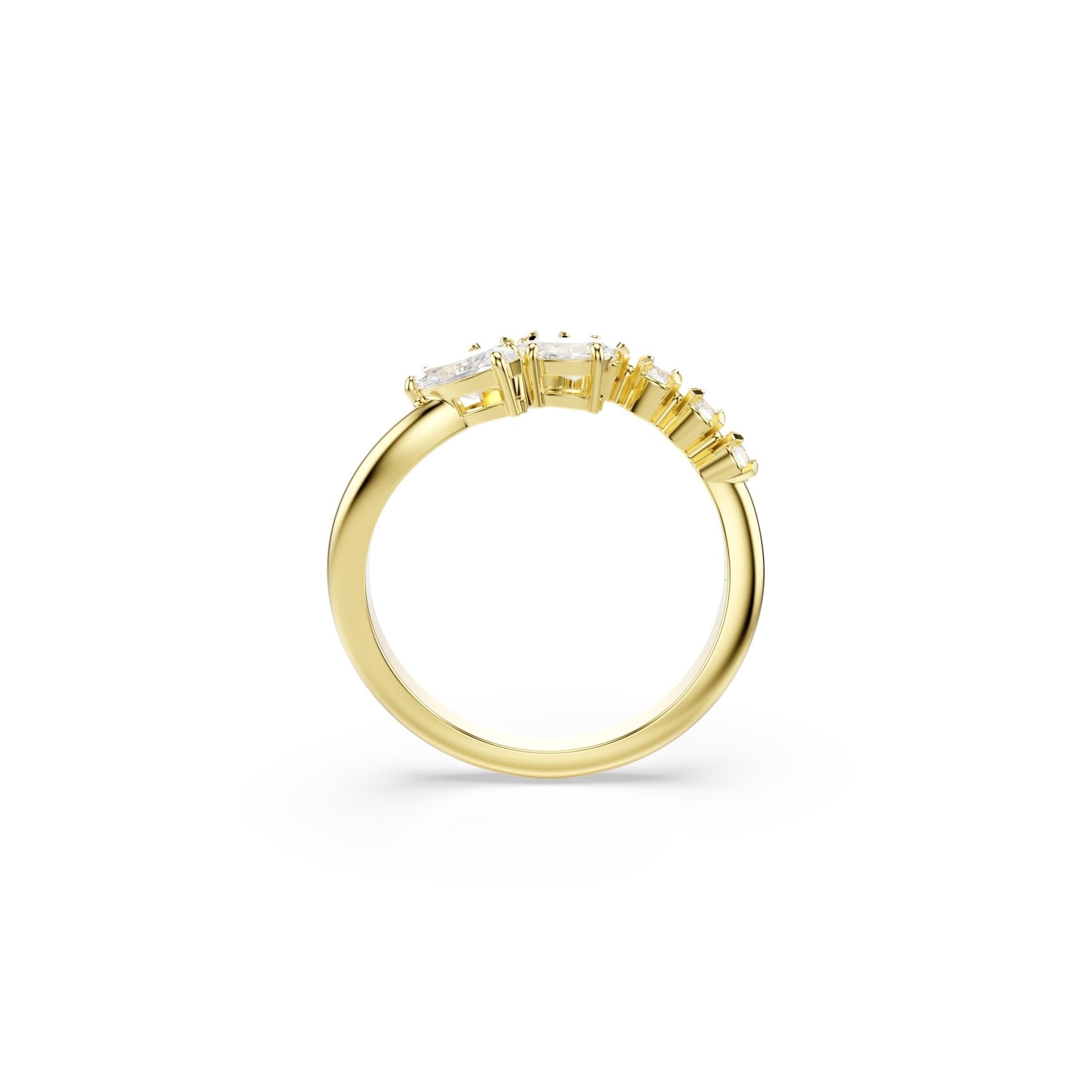 Mesmera open ring, Mixed cuts, White, 18K gold finish -Swarovski