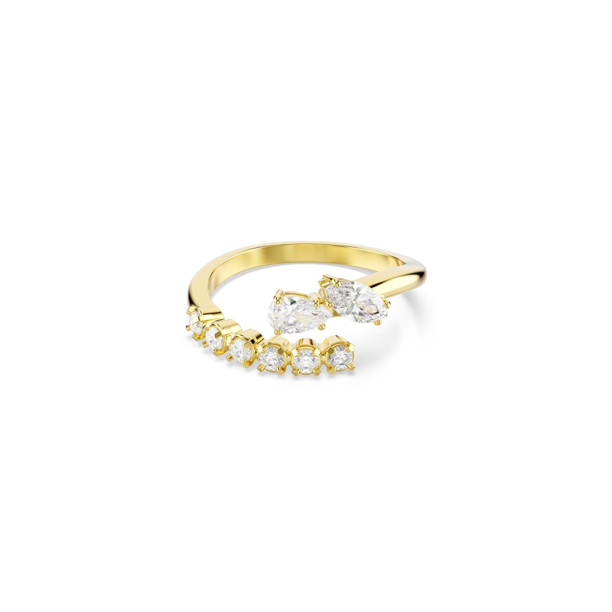 Mesmera open ring, Mixed cuts, White, 18K gold finish -Swarovski