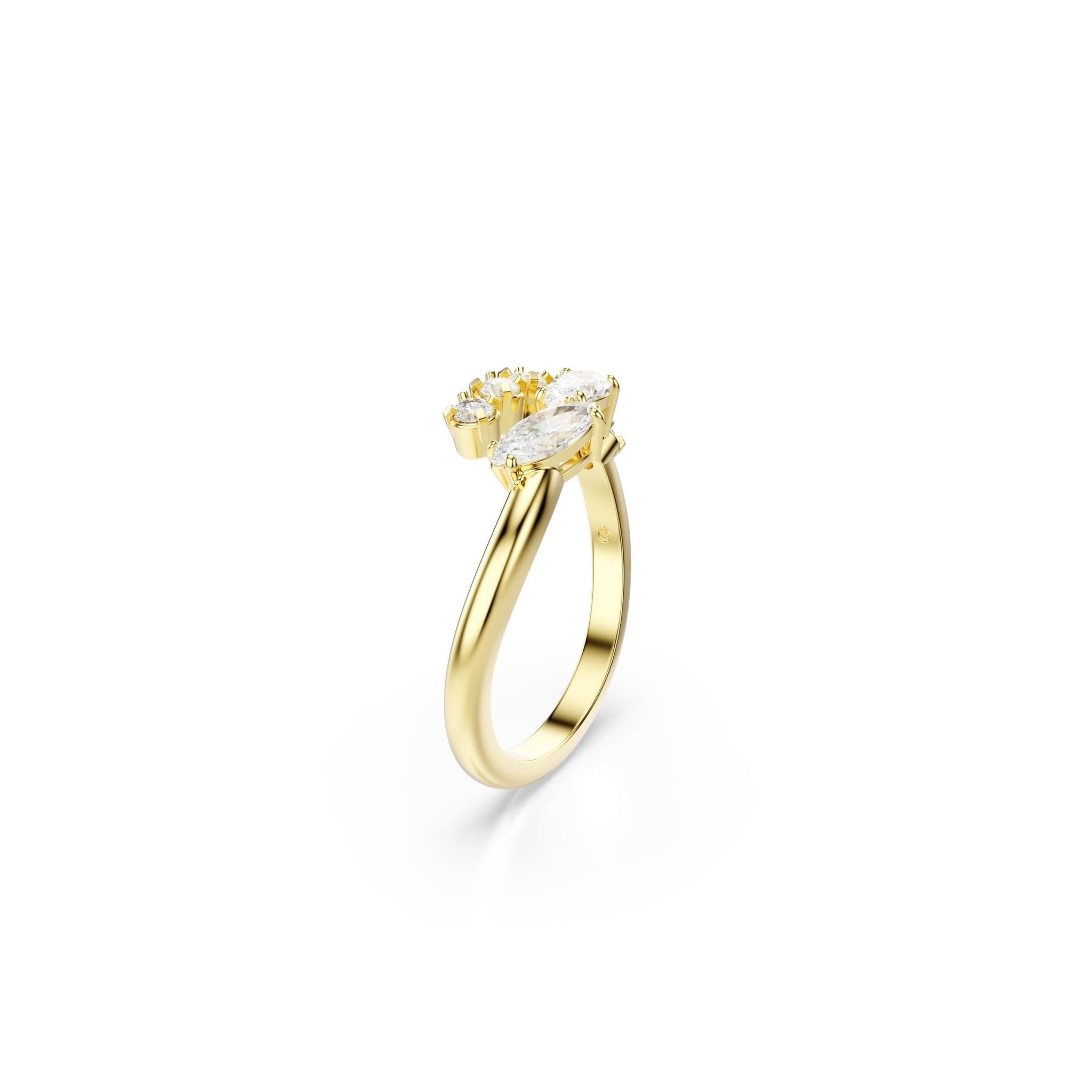 Mesmera open ring, Mixed cuts, White, 18K gold finish -Swarovski