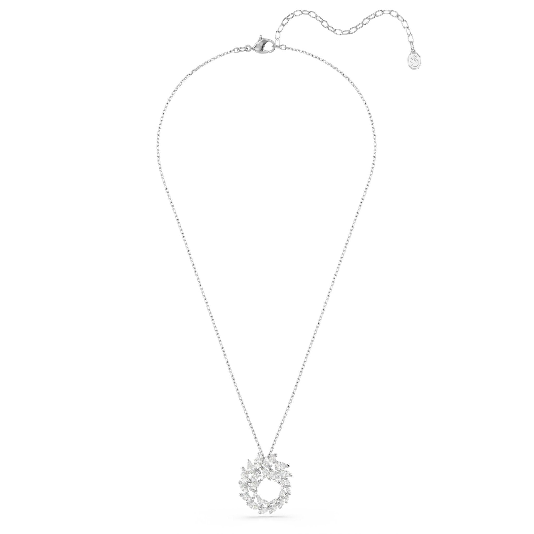 Mesmera pendant, Marquise cut, White, Rhodium plated -Swarovski