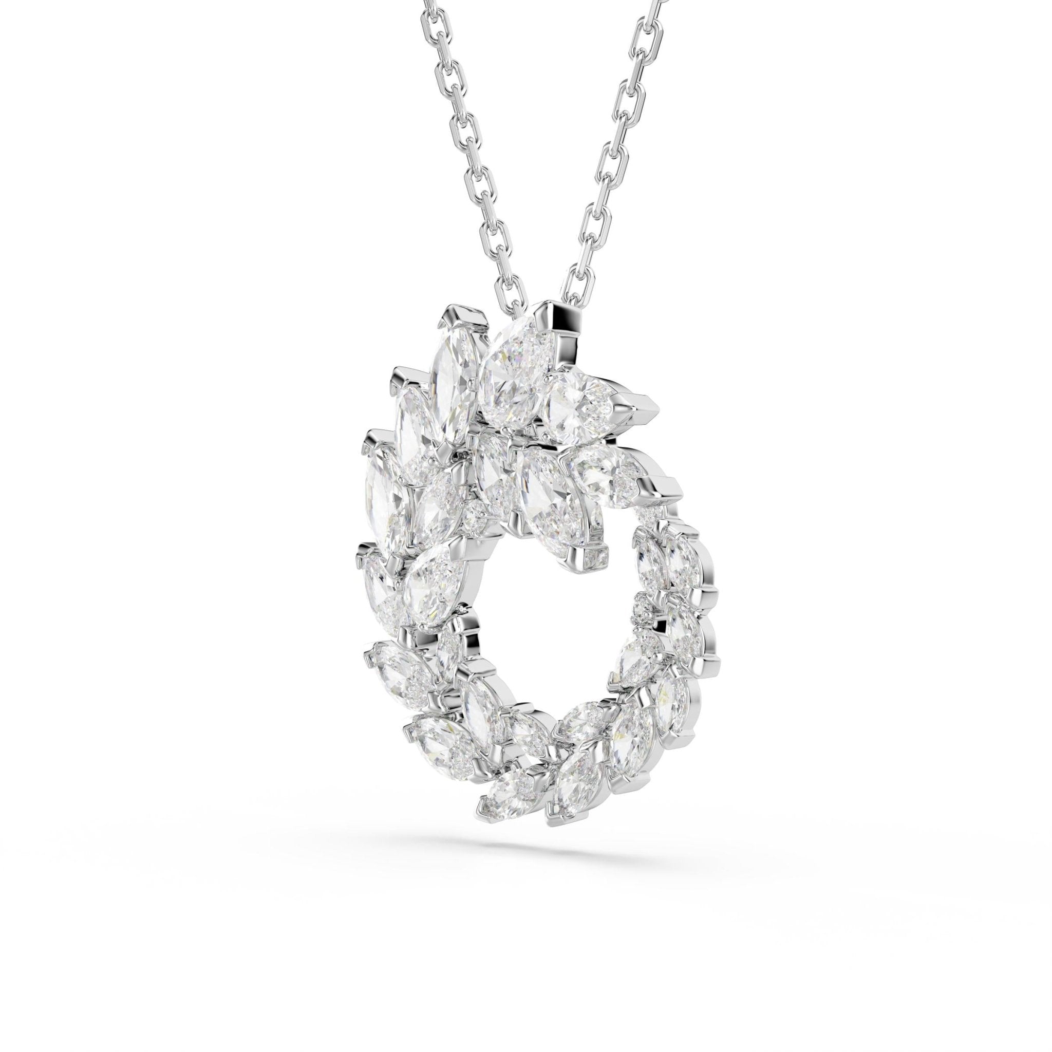Mesmera pendant, Marquise cut, White, Rhodium plated -Swarovski