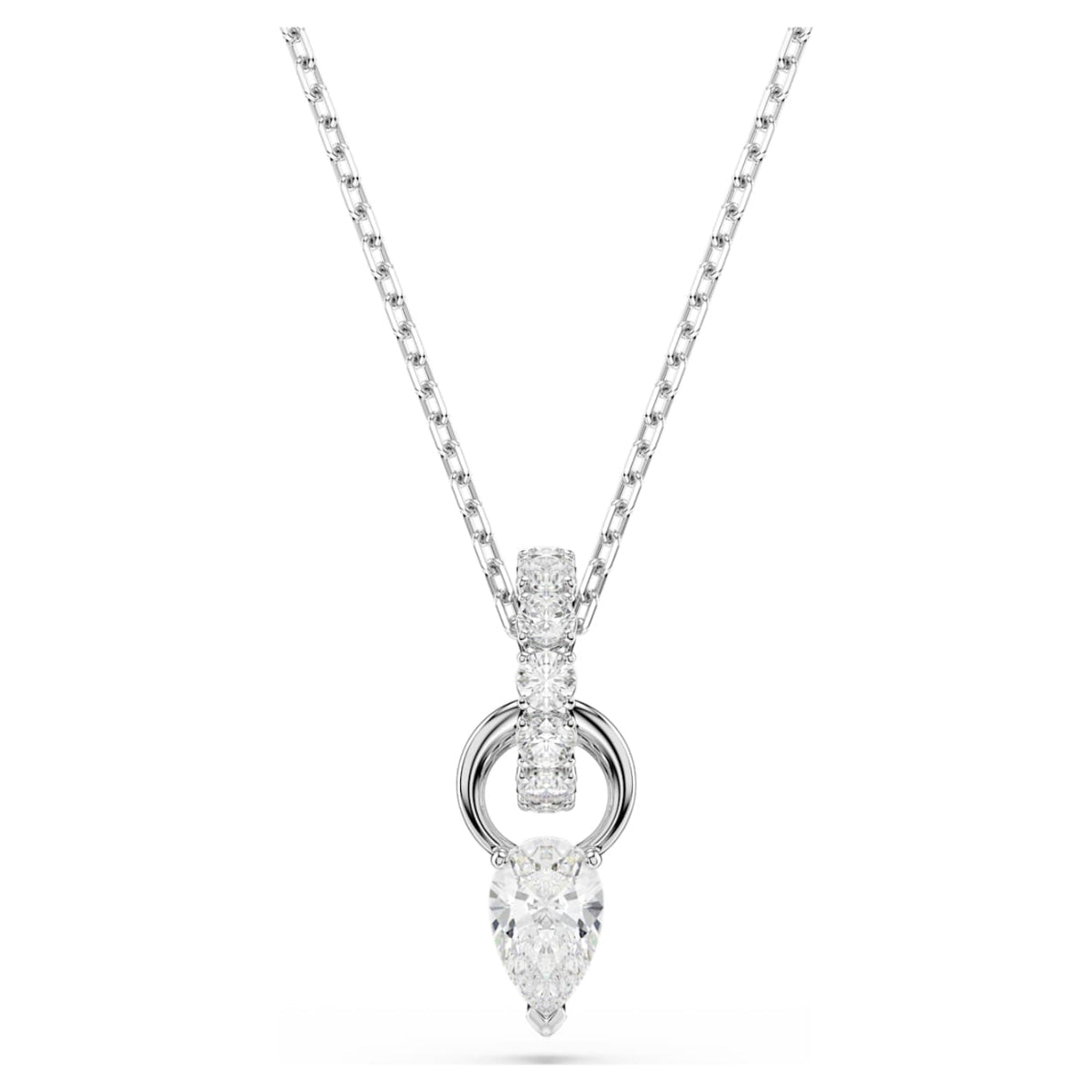 Mesmera set Pear cut, Round cut, White, Rhodium plated -Swarovski