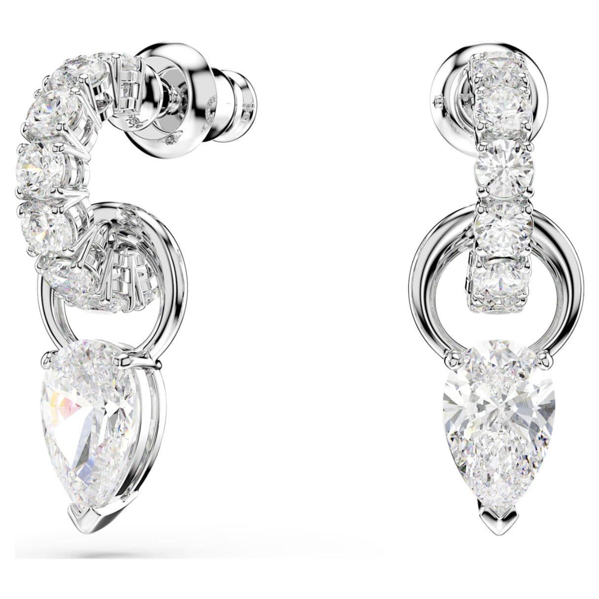Mesmera set Pear cut, Round cut, White, Rhodium plated -Swarovski