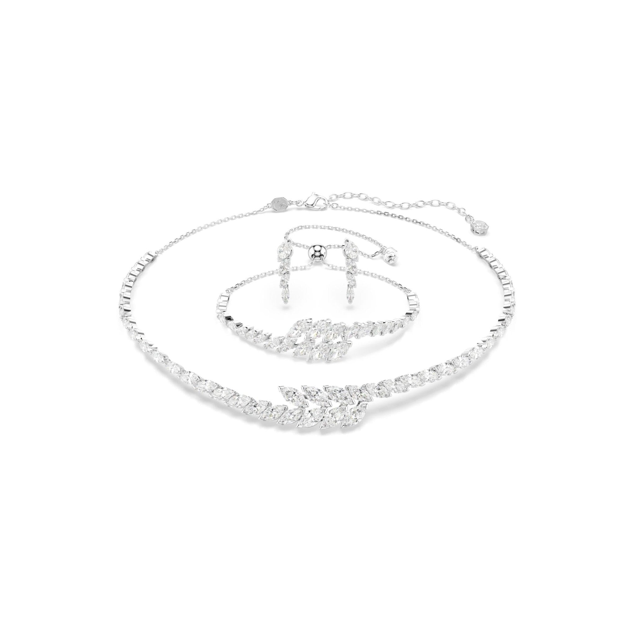 Mesmera set, Set (3), Marquise cut, White, Rhodium plated -Swarovski