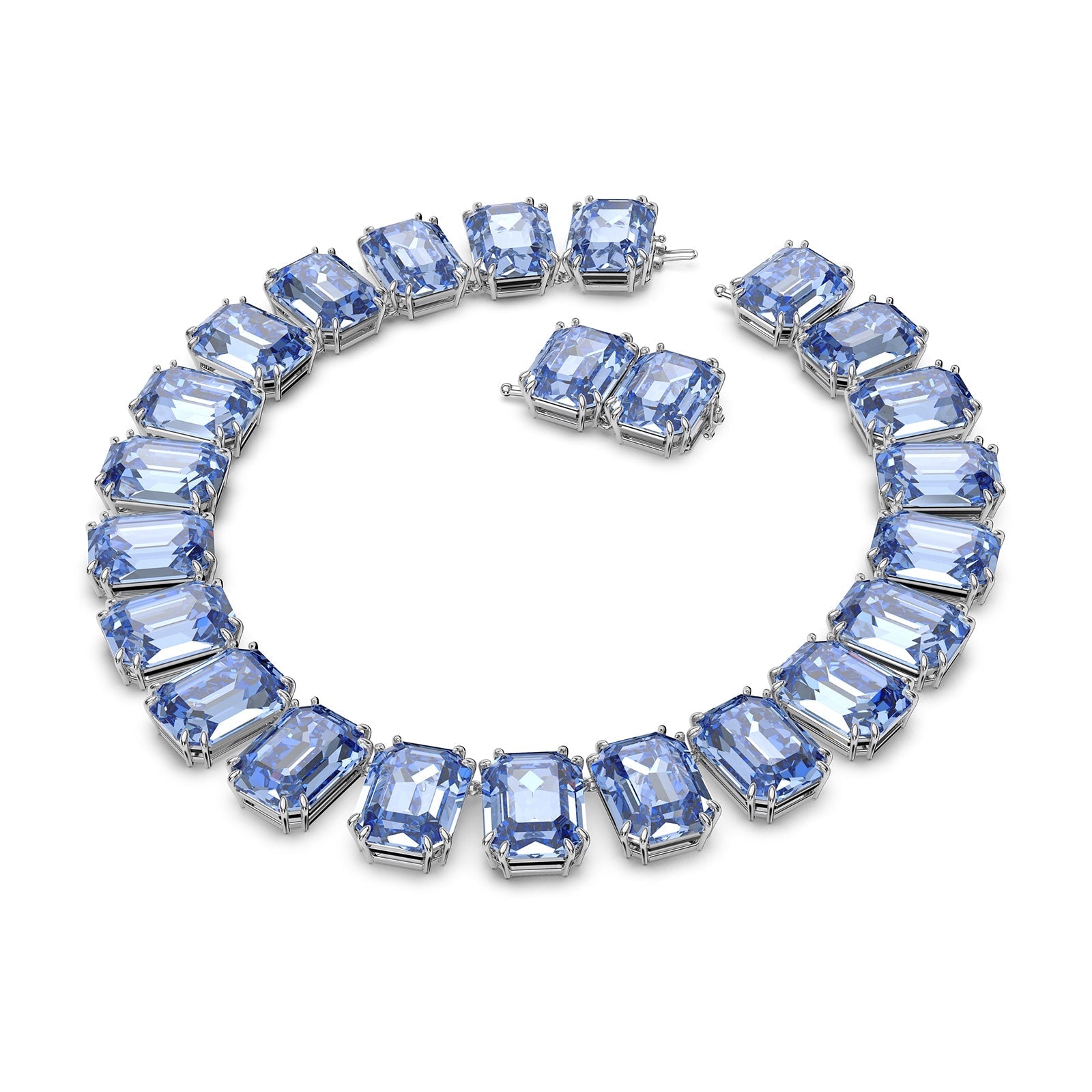 Millenia necklace, Oversized crystals, Octagon cut, Blue -Swarovski