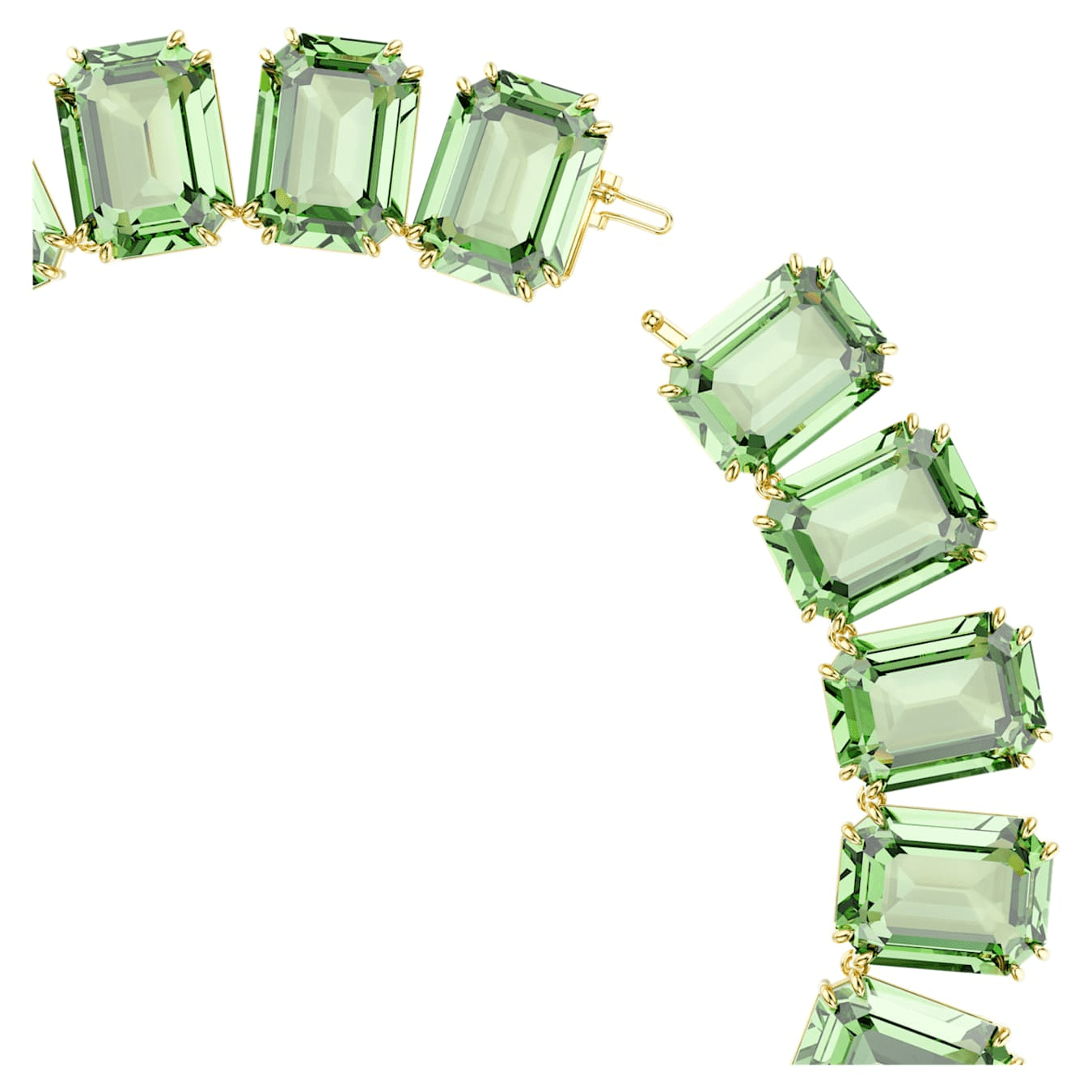Millenia necklace Oversized crystals, Octagon cut, Green, 18K gold finish -Swarovski