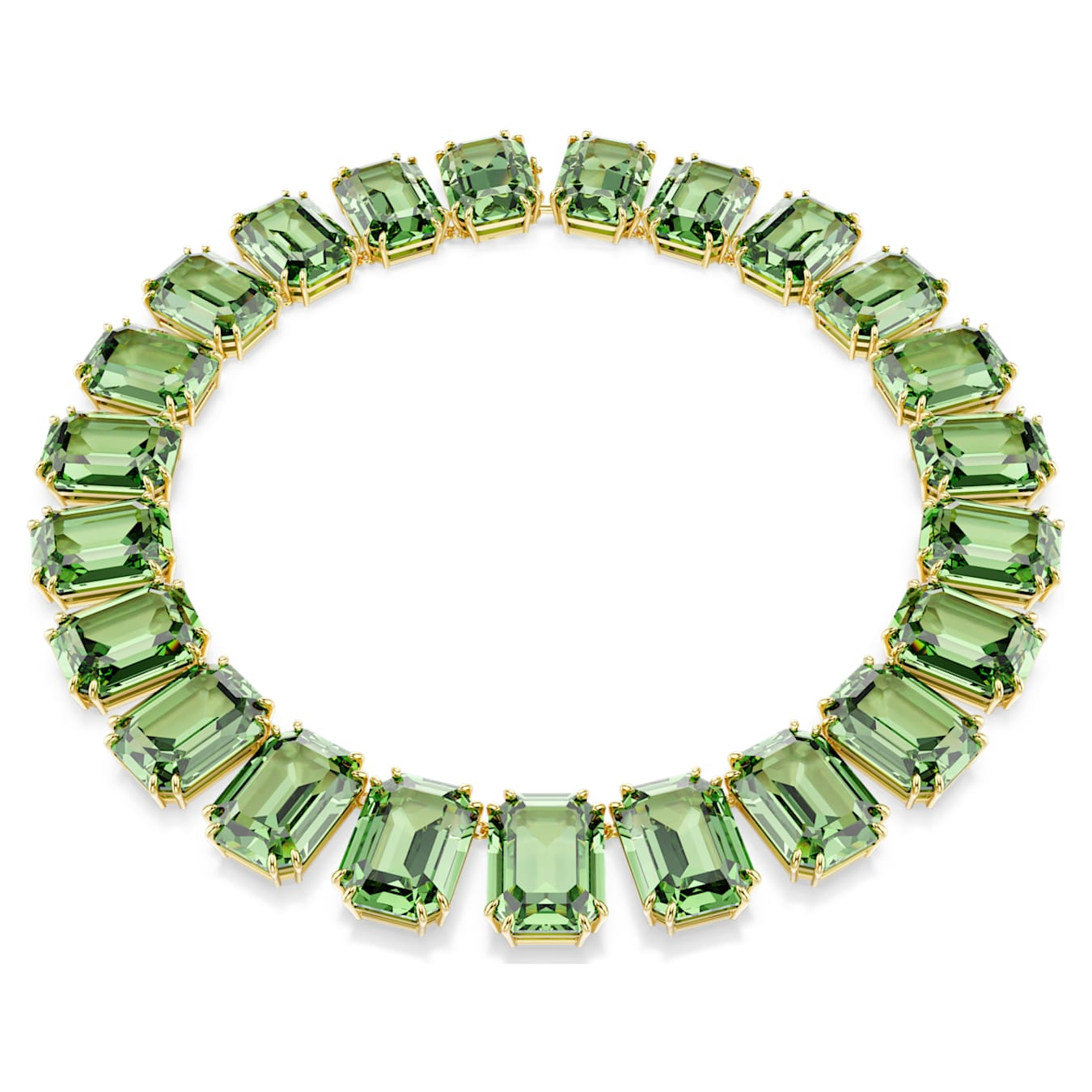 Millenia necklace Oversized crystals, Octagon cut, Green, 18K gold finish -Swarovski