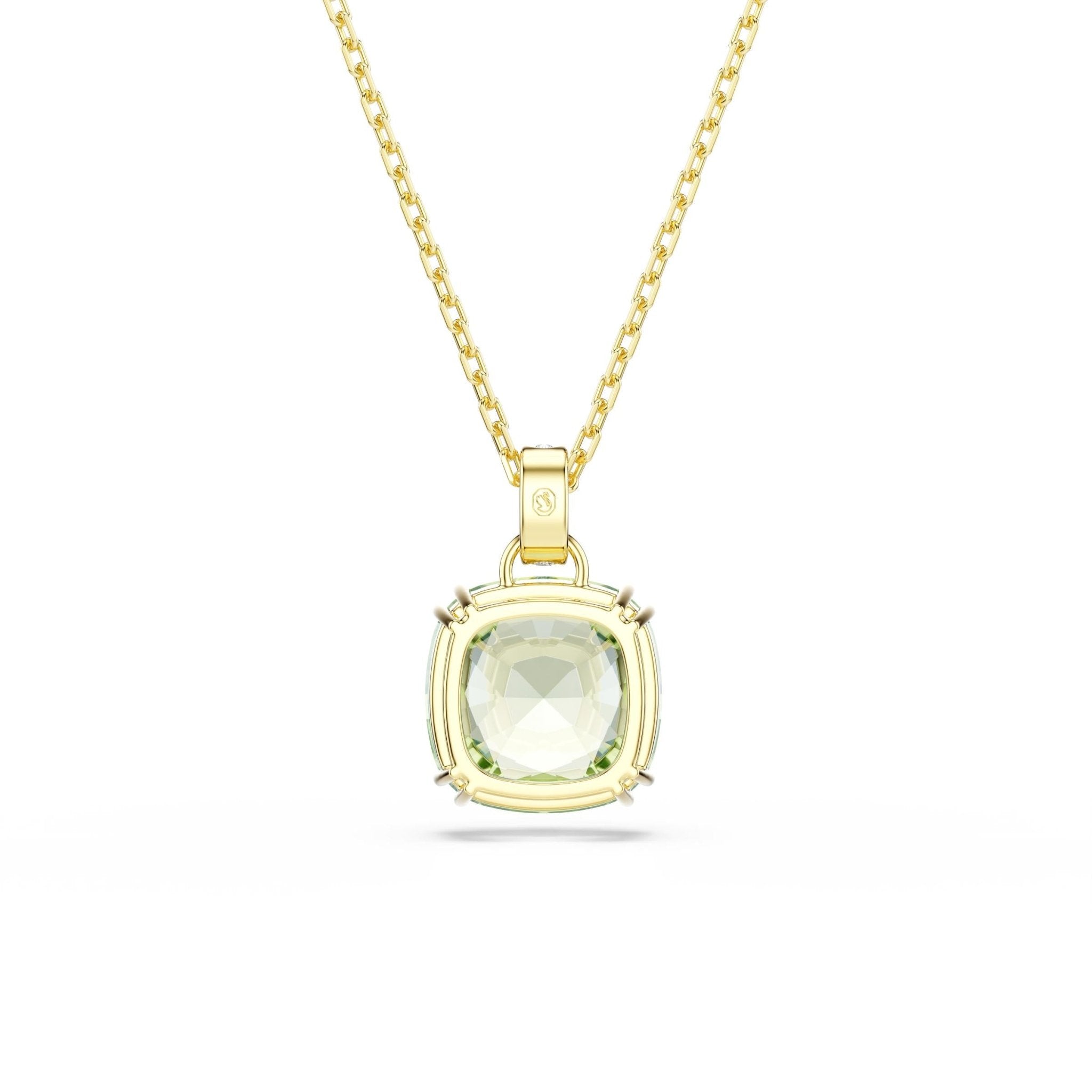 Millenia pendant, Cushion cut, Green, 18K gold finish -Swarovski