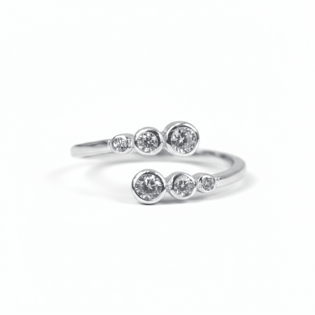 MISU 925 Sterling Silver Basic Bling Ring -Misu