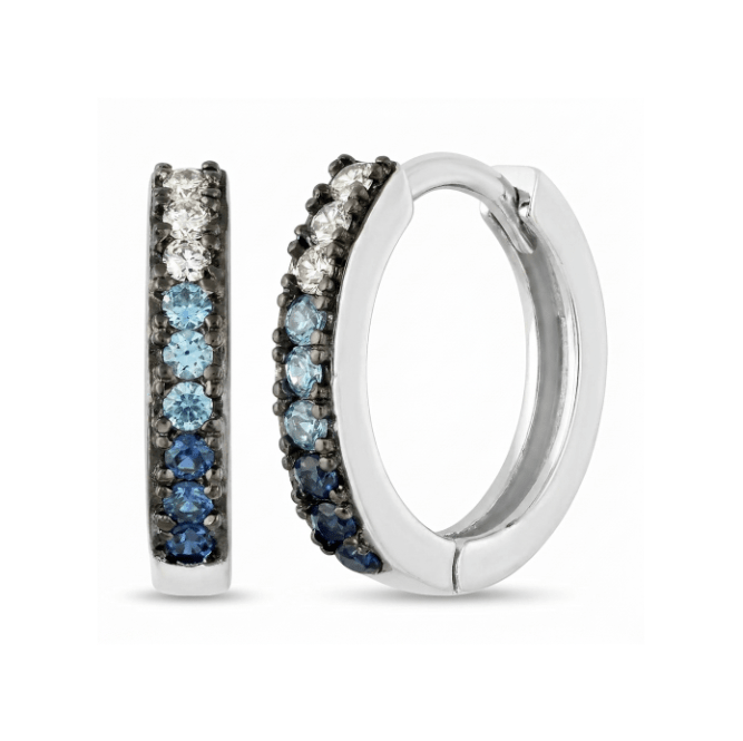 MISU 925 Sterling Silver Blue Babe Huggies -Misu