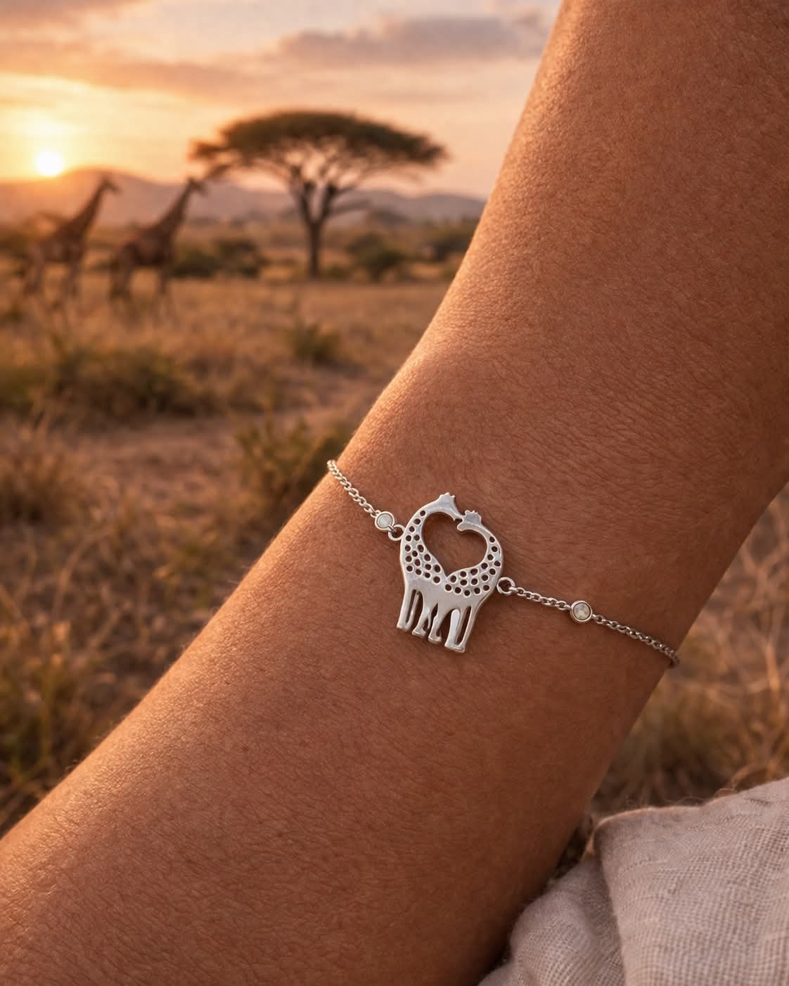 MISU 925 Sterling Silver Bracelet Love Giraffe -Misu
