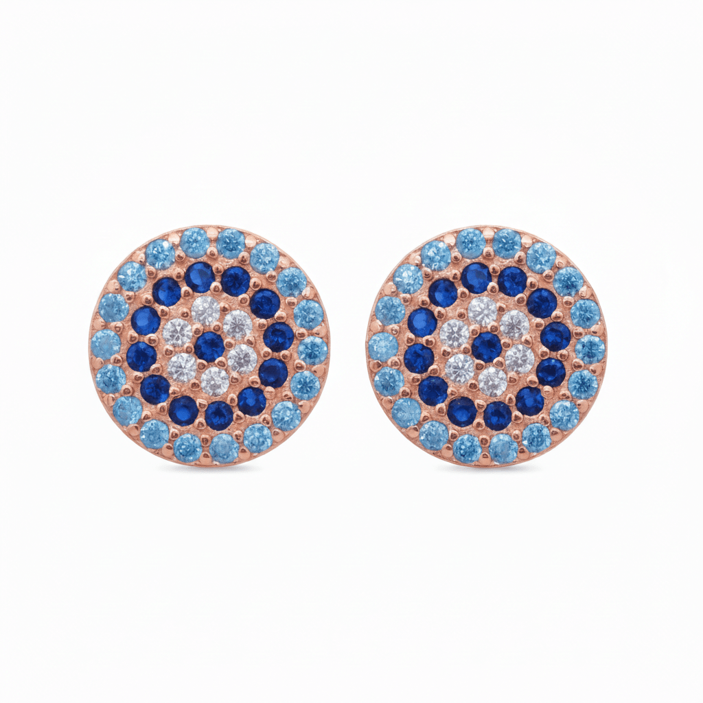 MISU 925 Sterling Silver Earrings Aqua Eye -Misu