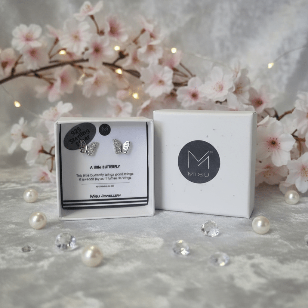 MISU 925 Sterling Silver Earrings Butterfly -Misu