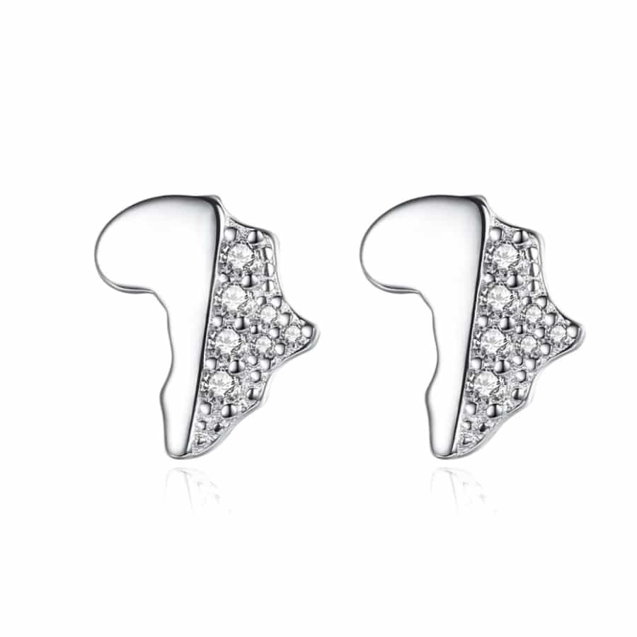 MISU 925 Sterling Silver Earrings Demi Pave Africa -Misu